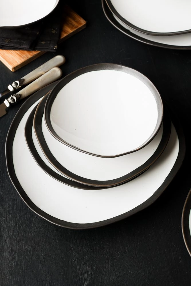 12 Piece Monochrome Handmade Dinner Set