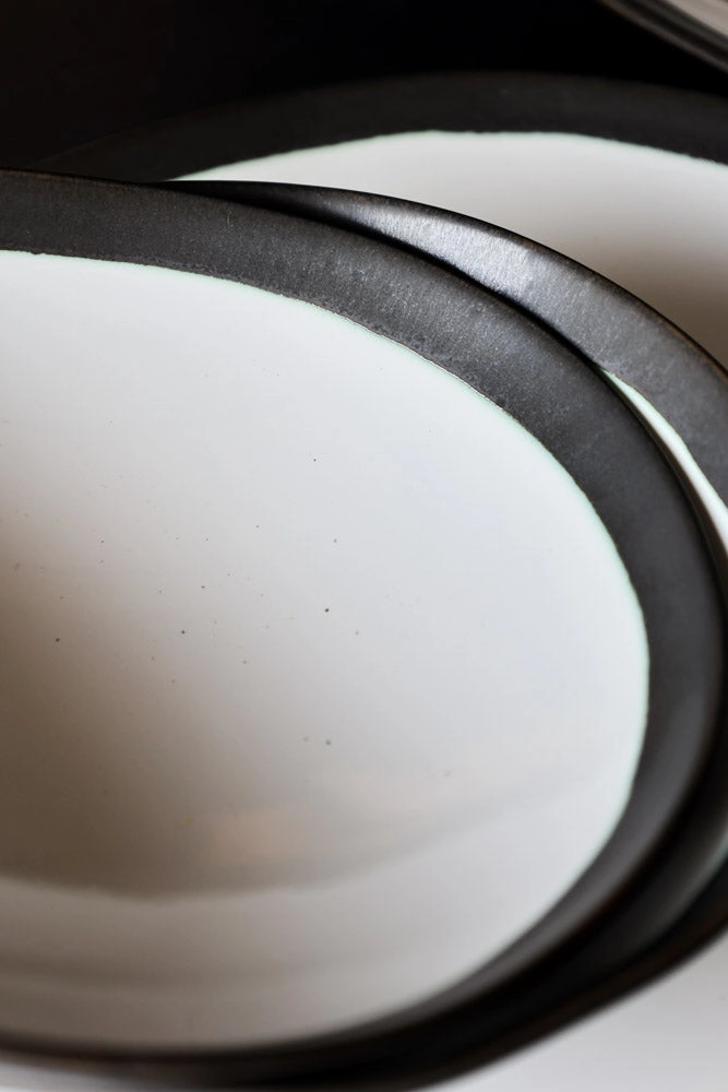 12 Piece Monochrome Handmade Dinner Set
