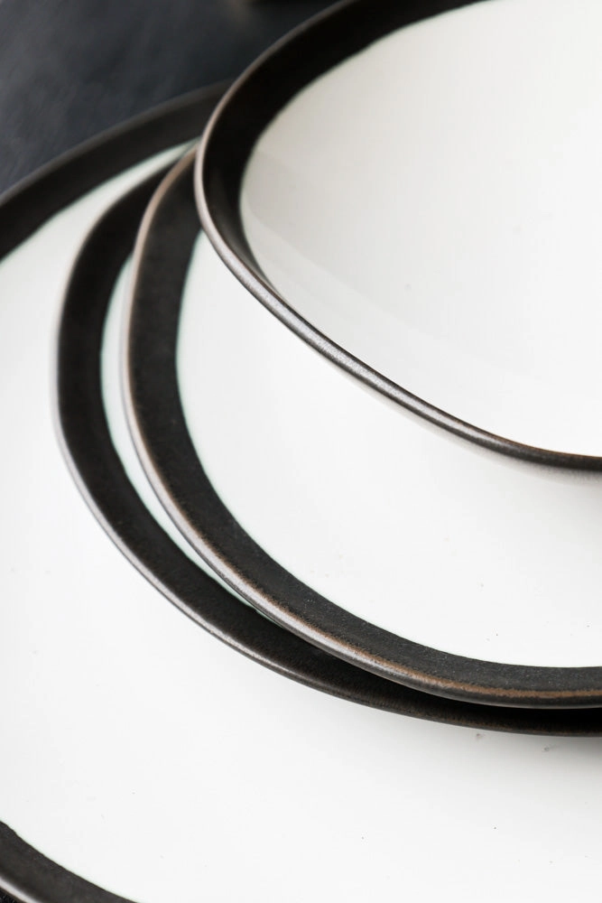 12 Piece Monochrome Handmade Dinner Set