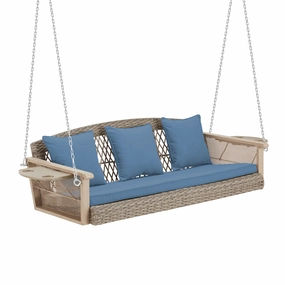 3-Seater Outdoor Porch Swing with Cup Holders, Blueoutdoor patio furniture set