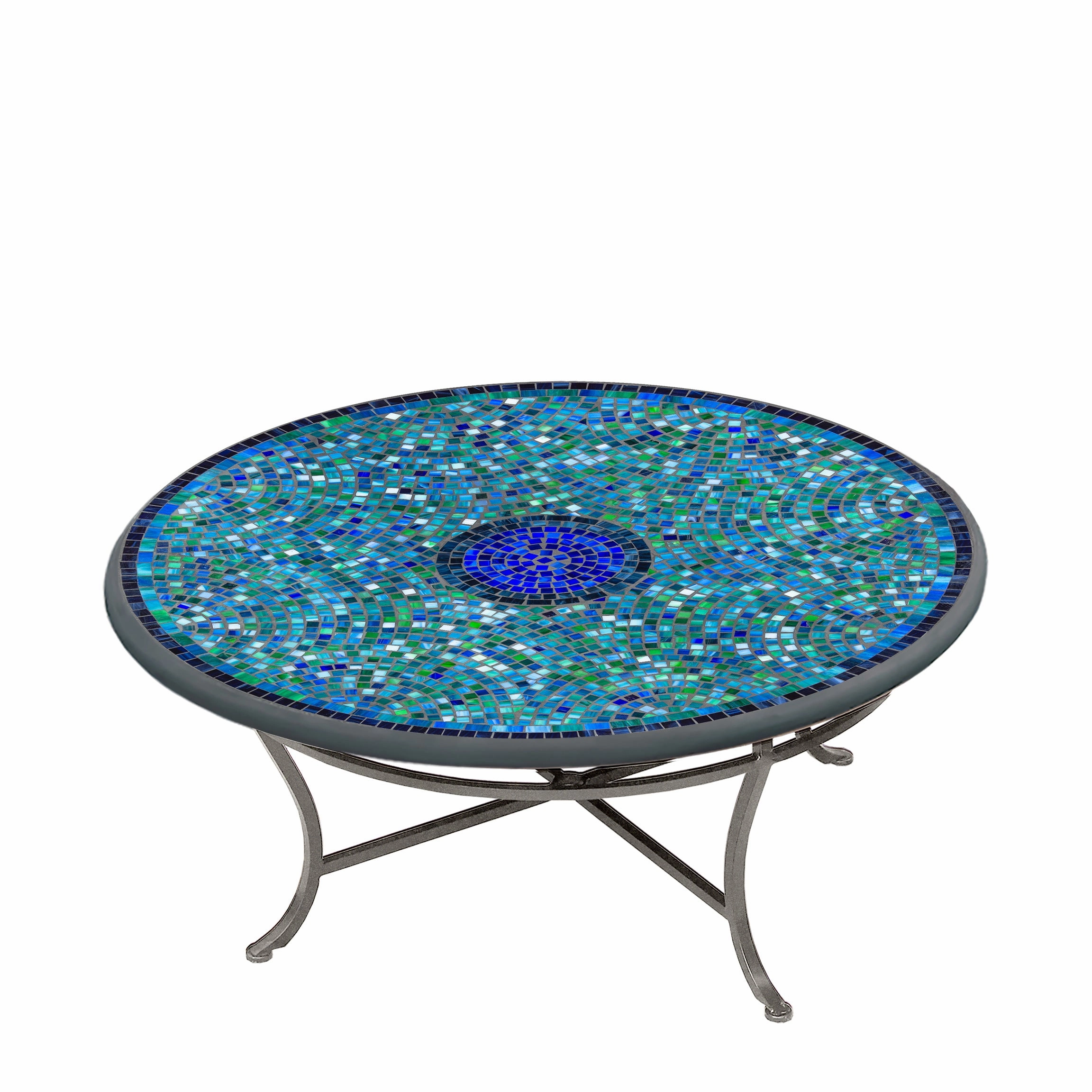 42" Round Elements Mosaic Stone Top Coffee Table