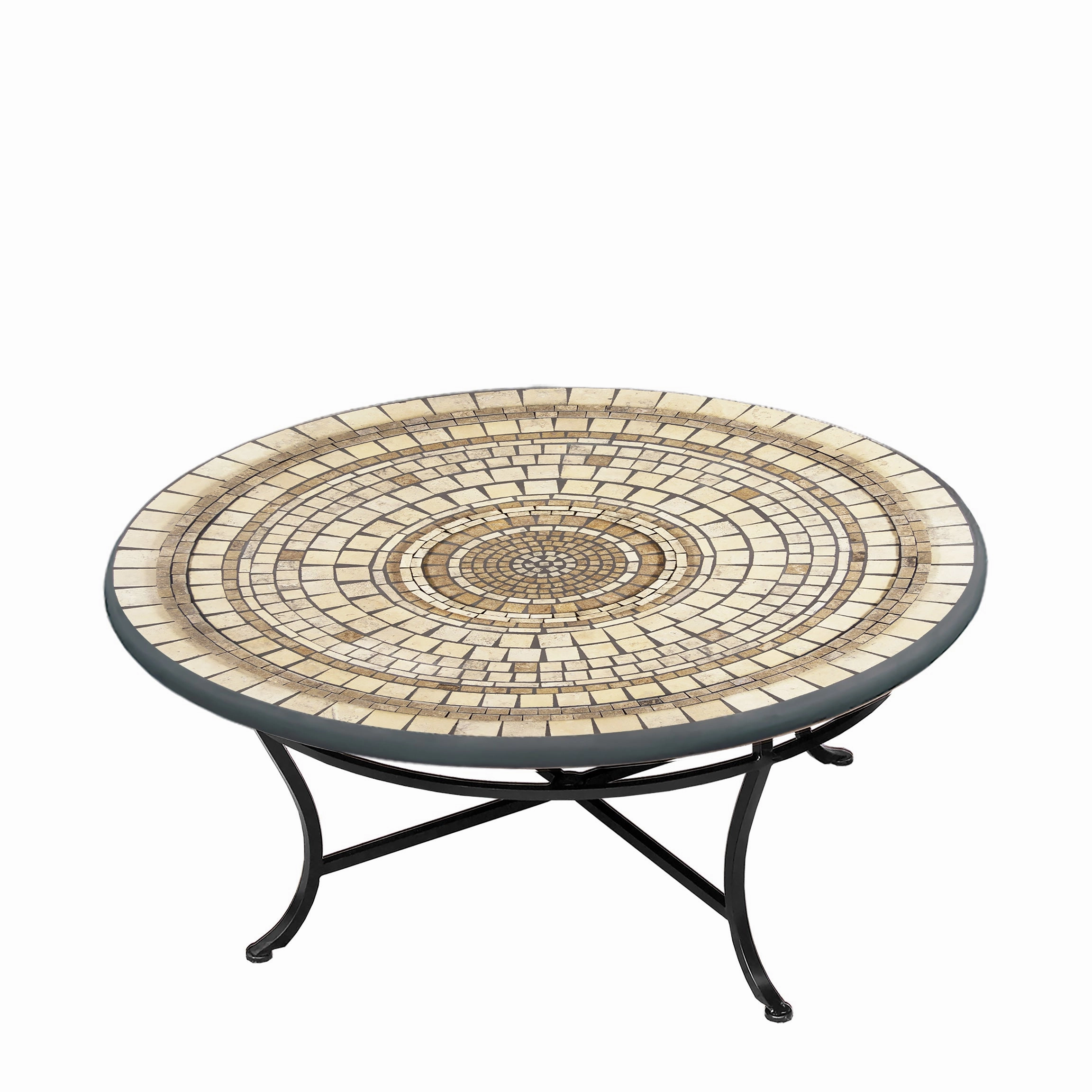 42" Round Elements Mosaic Stone Top Coffee Table