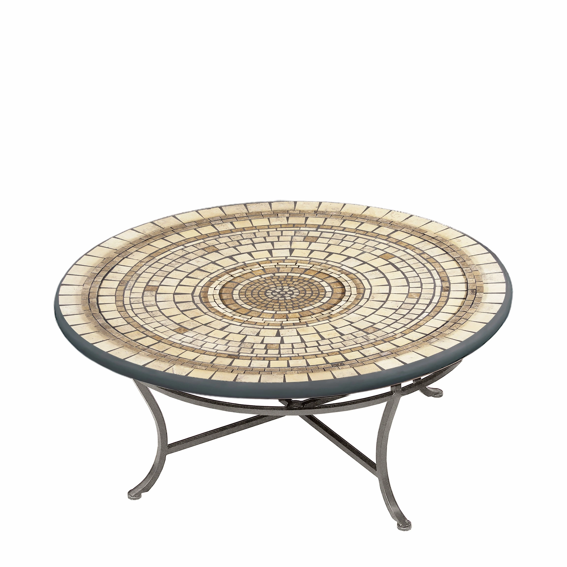 42" Round Elements Mosaic Stone Top Coffee Table