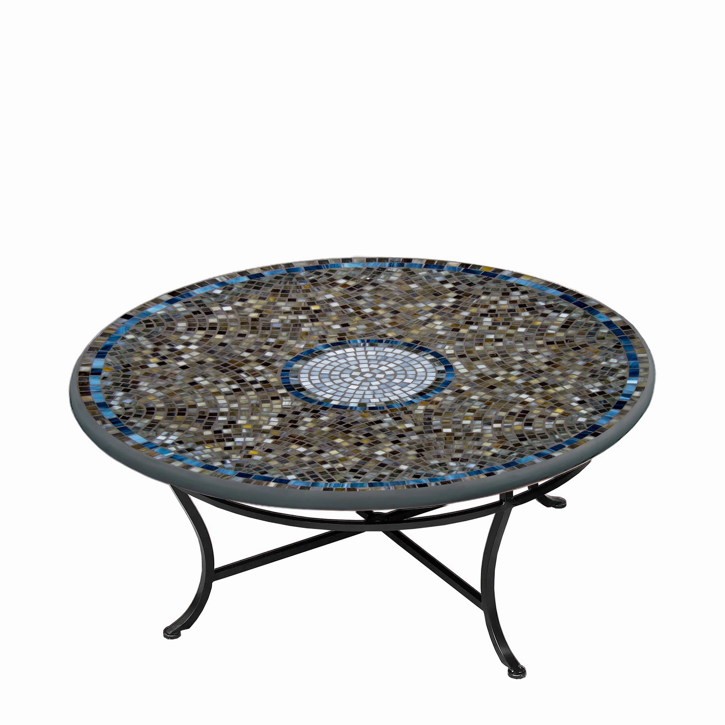42" Round Elements Mosaic Stone Top Coffee Table