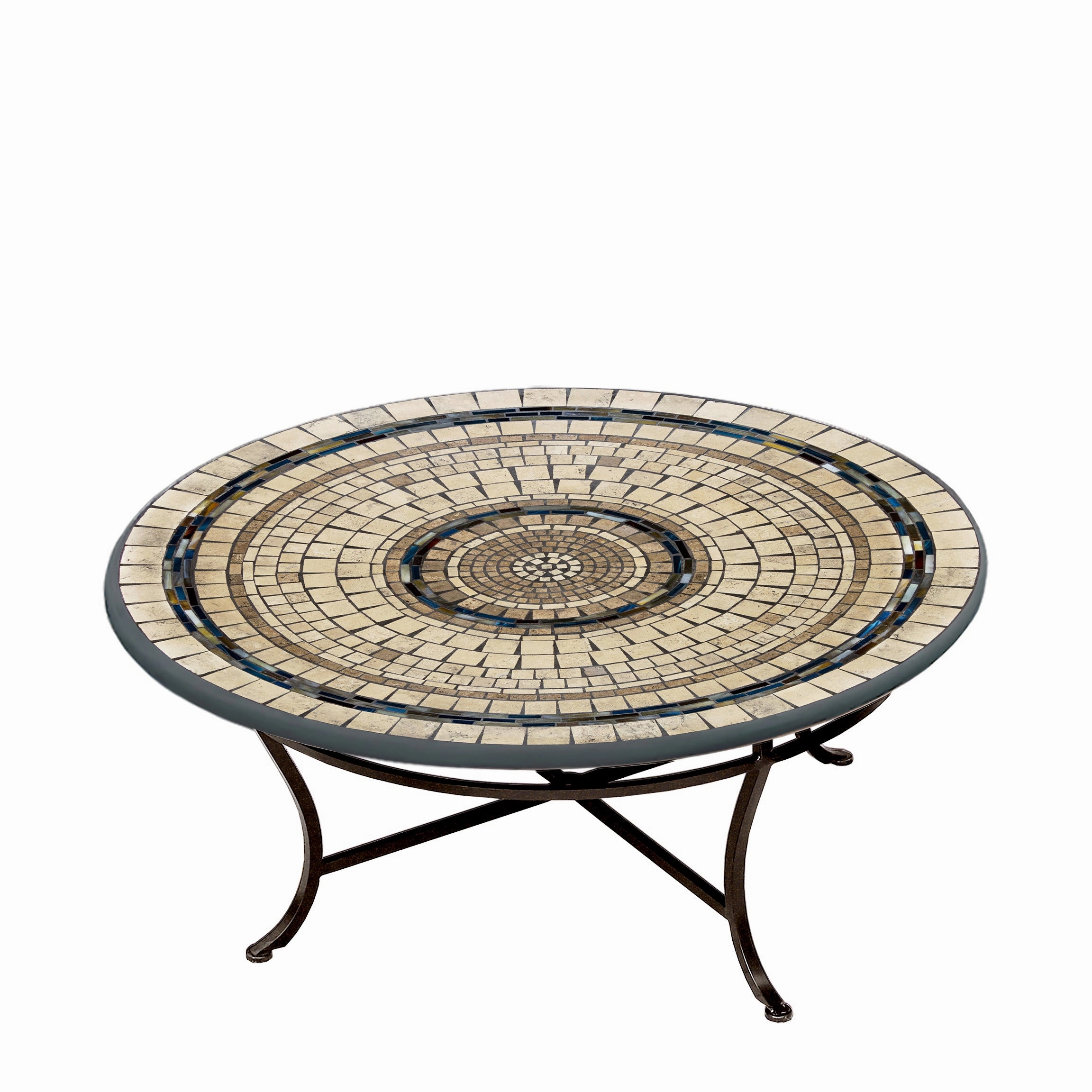 42" Round Elements Mosaic Stone Top Coffee Table