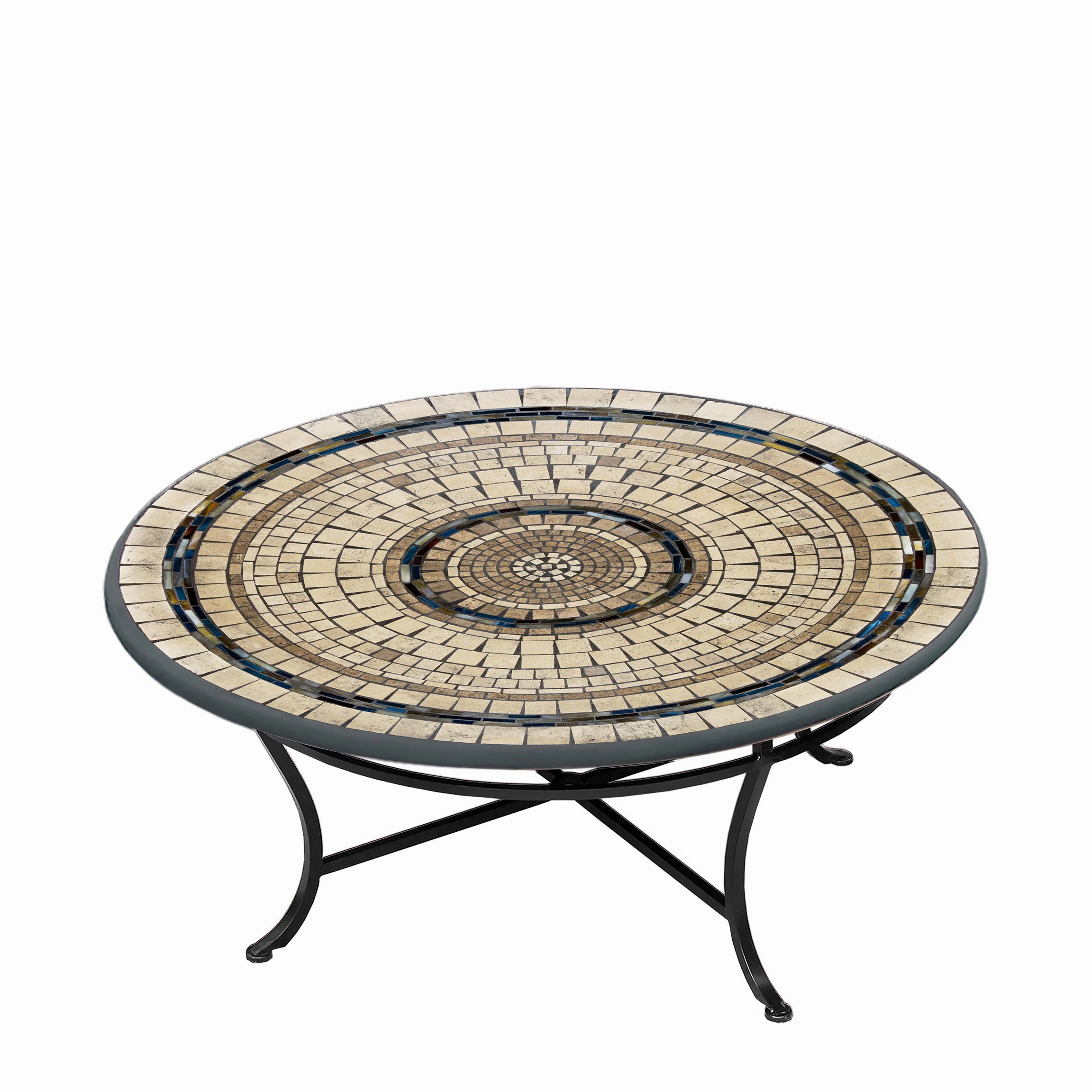 42" Round Elements Mosaic Stone Top Coffee Table