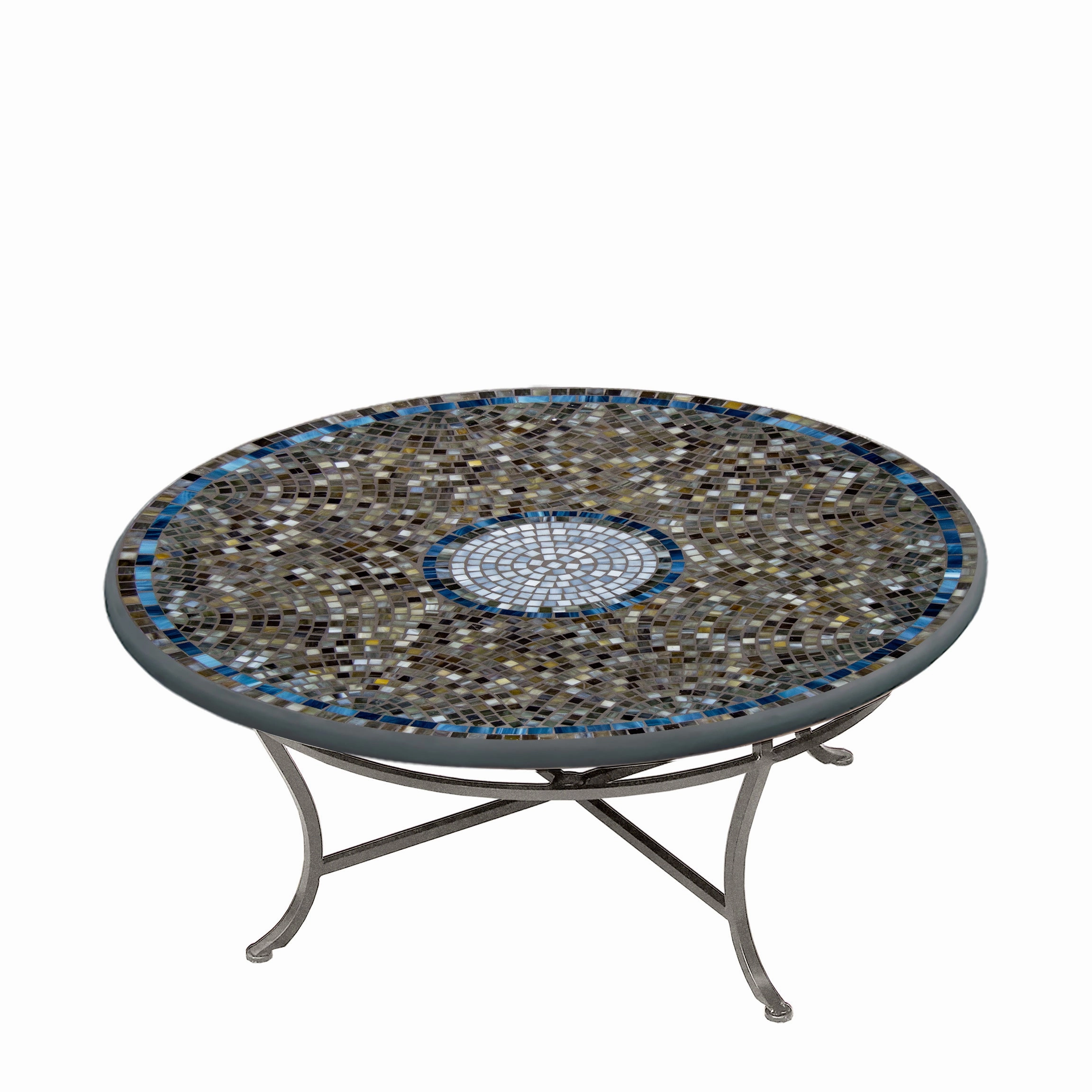 42" Round Elements Mosaic Stone Top Coffee Table
