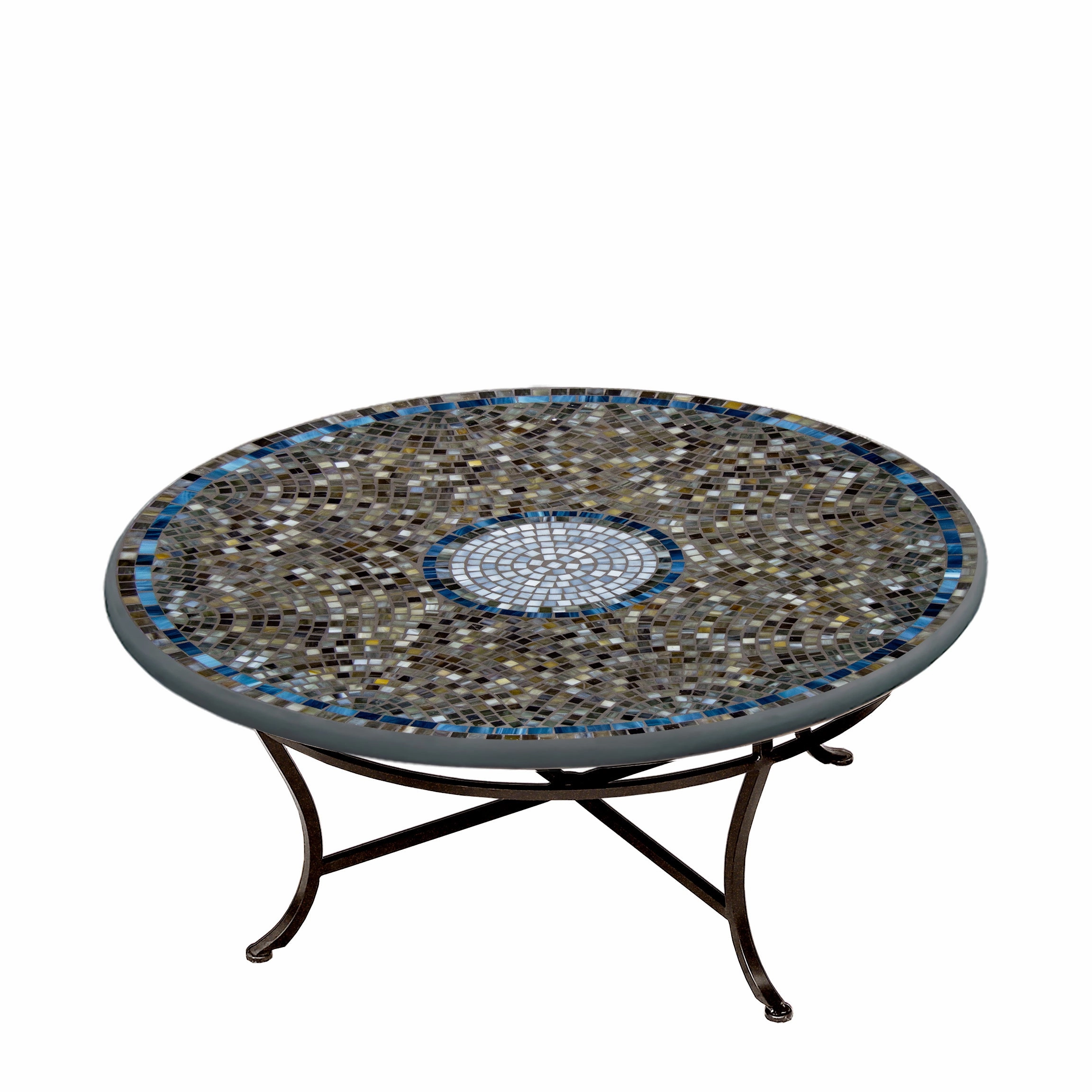 42" Round Elements Mosaic Stone Top Coffee Table
