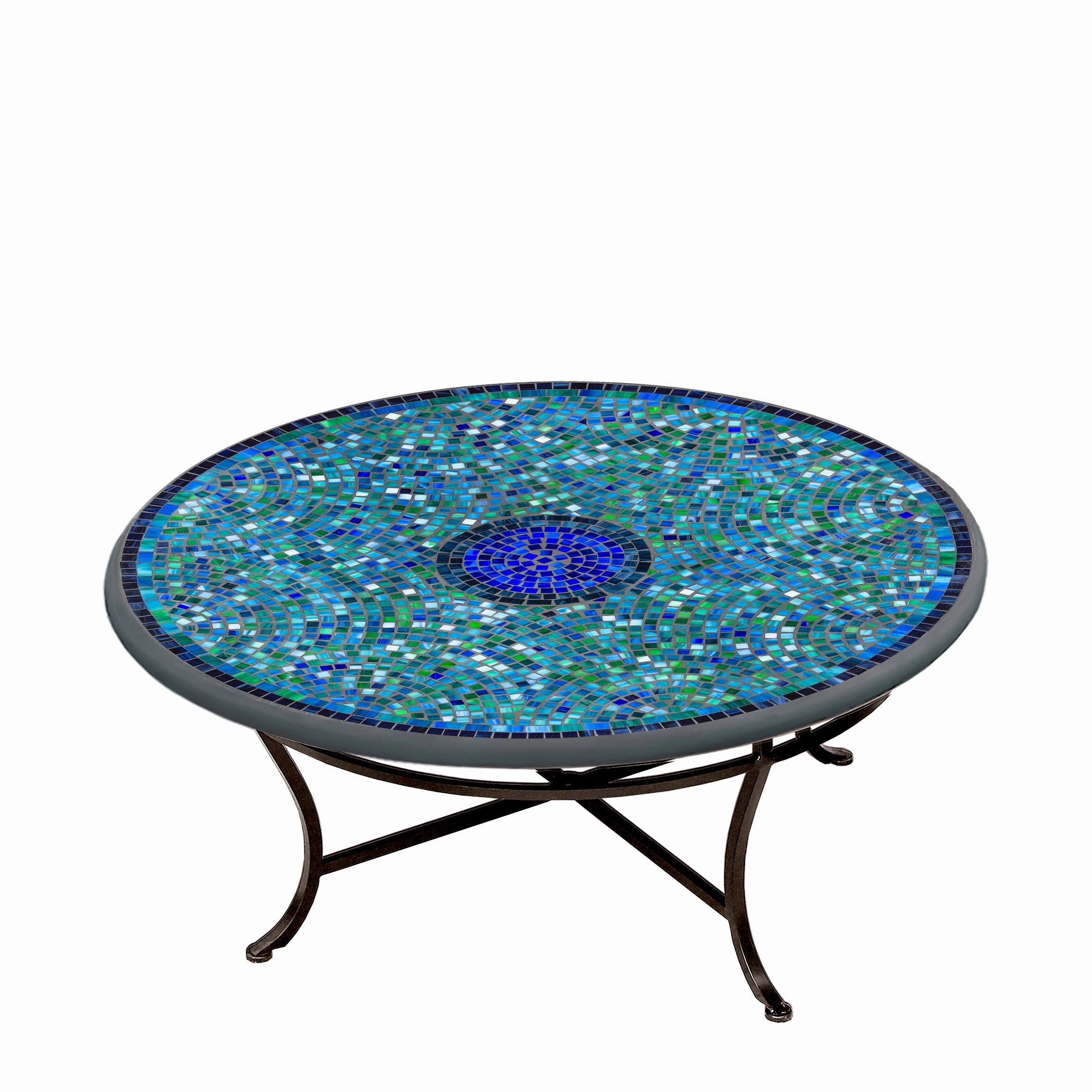 42" Round Elements Mosaic Stone Top Coffee Table