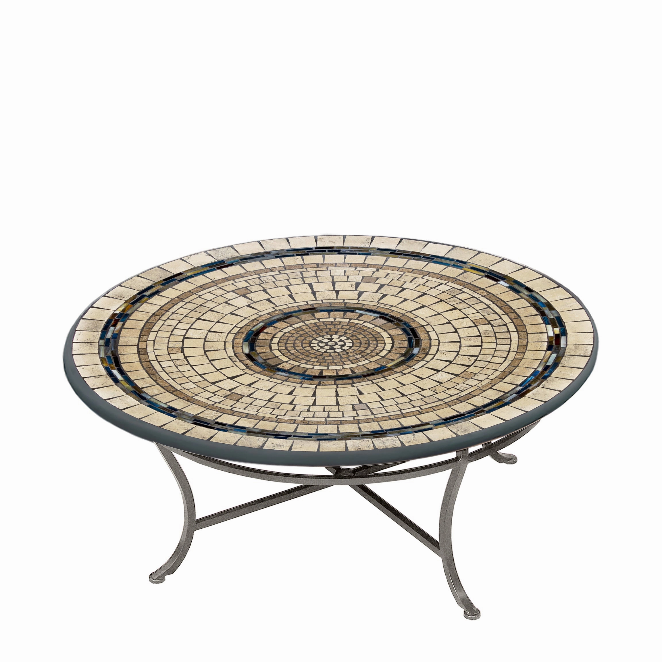 42" Round Elements Mosaic Stone Top Coffee Table
