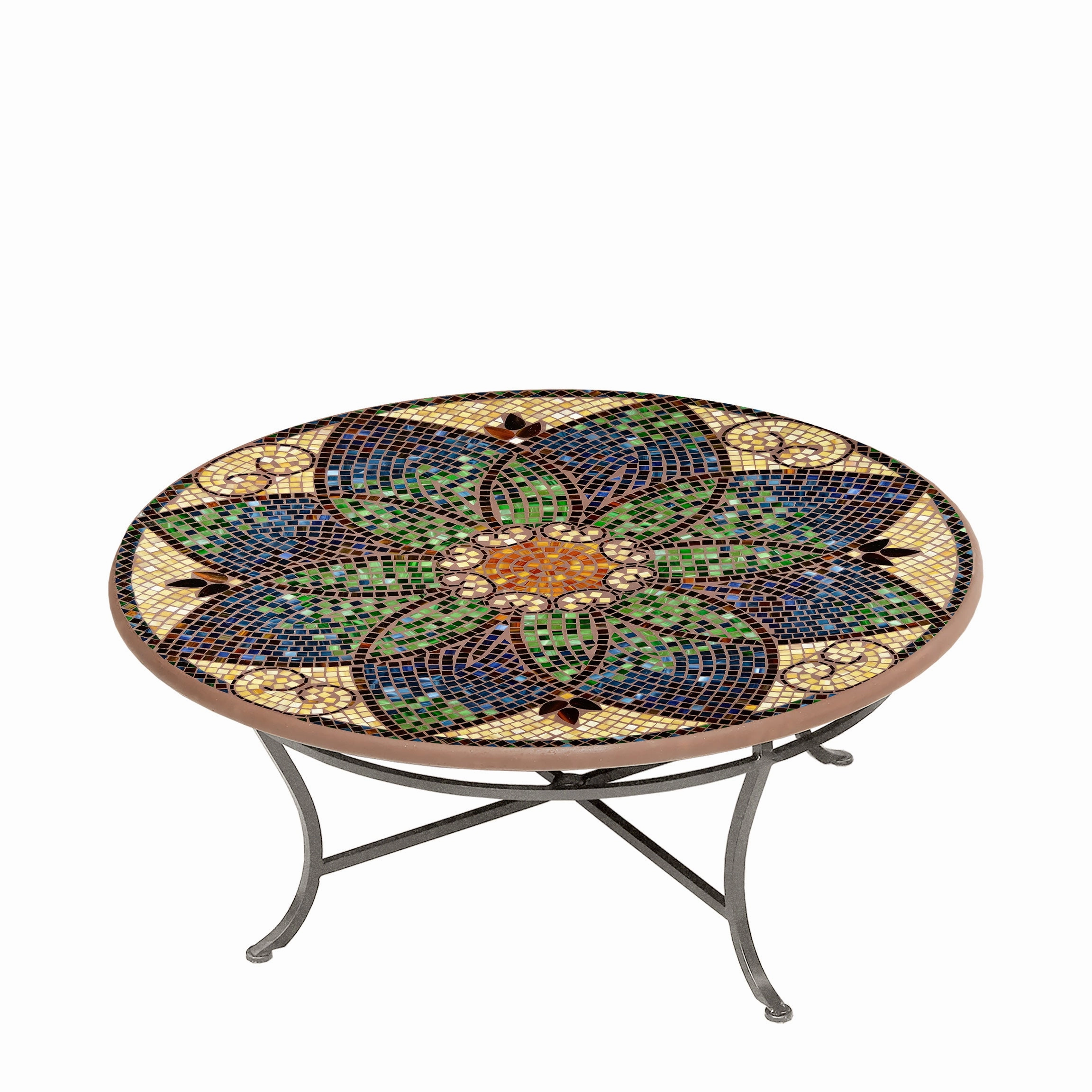 42" Round Mosaic Stone Top Coffee Table