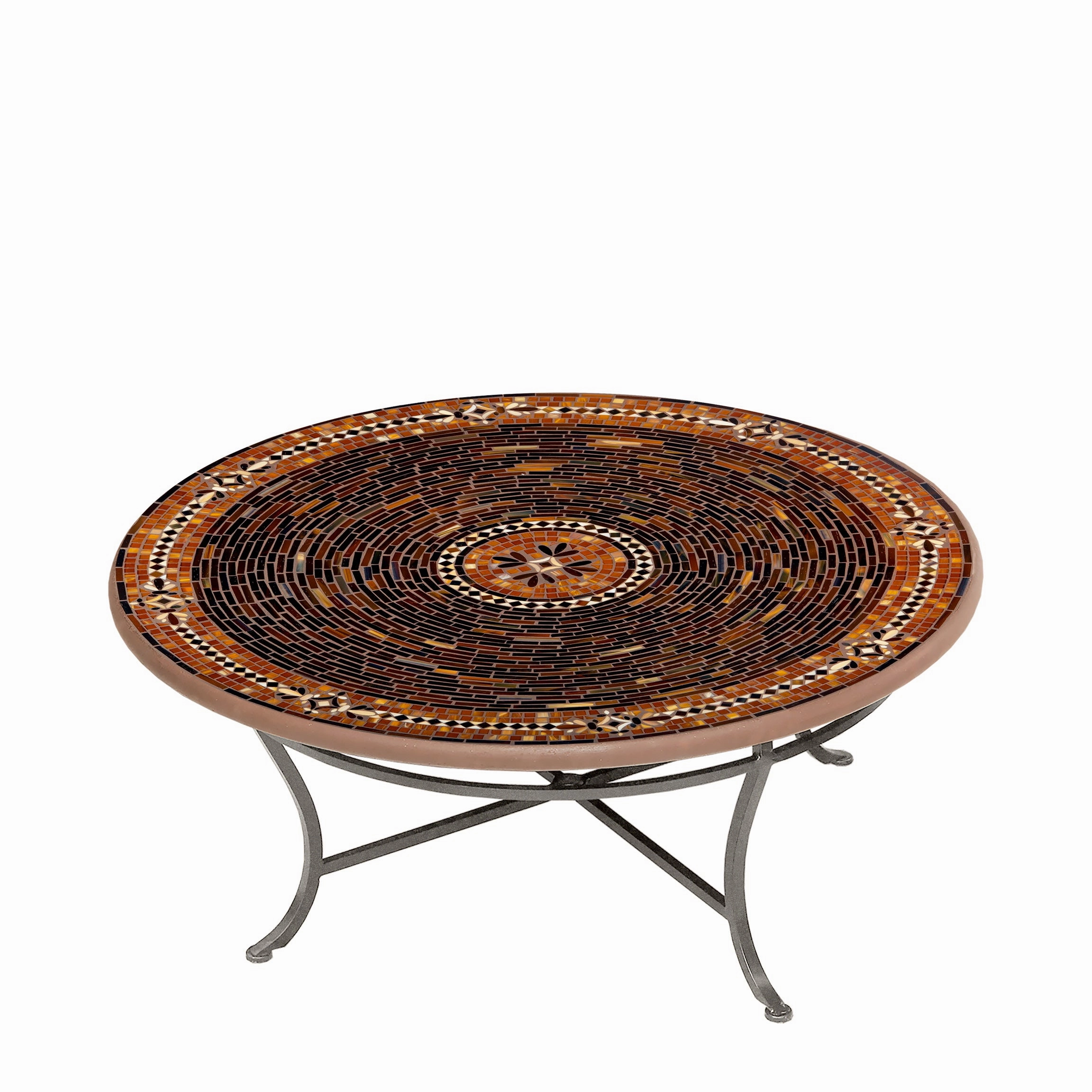 42" Round Mosaic Stone Top Coffee Table