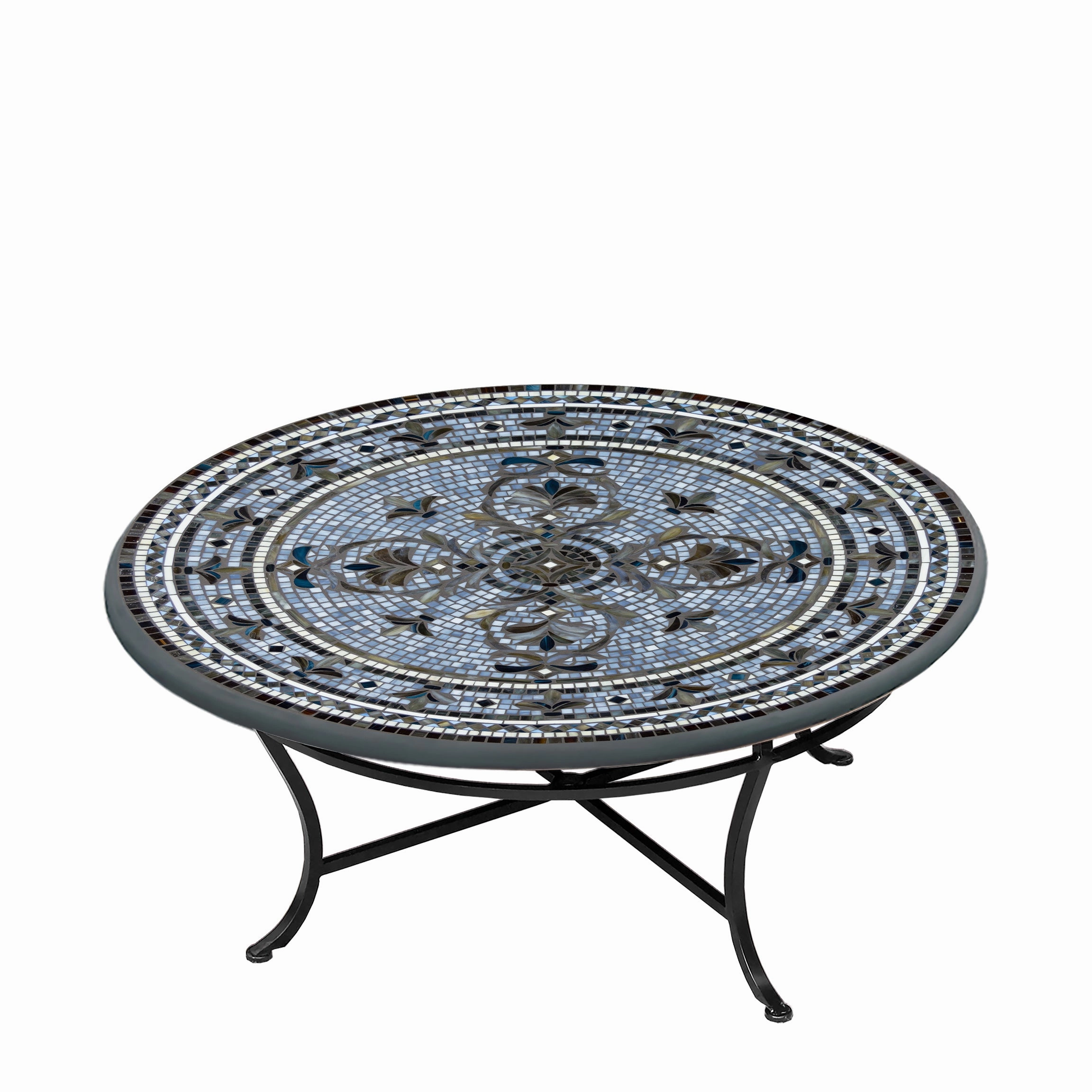 42" Round Mosaic Stone Top Coffee Table