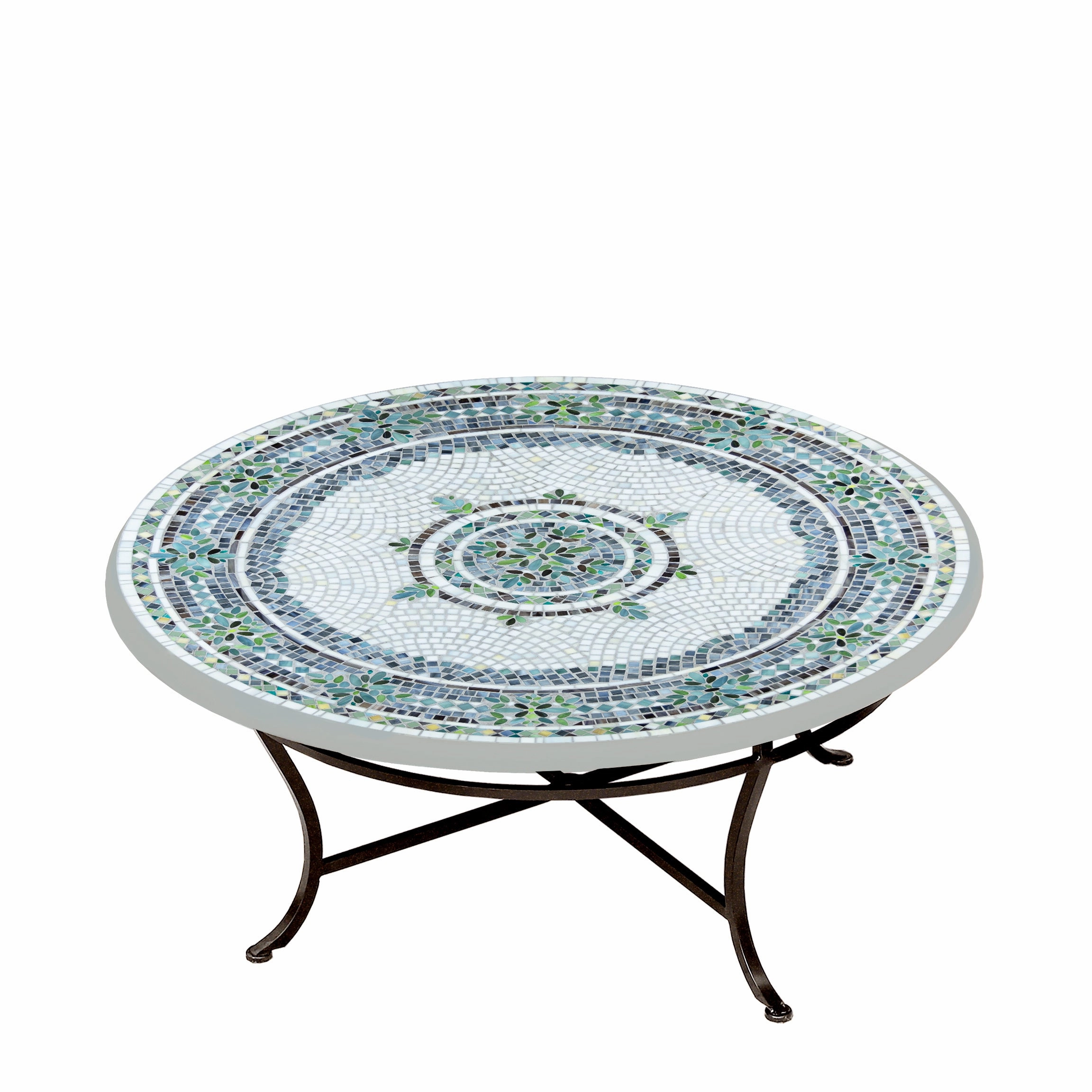42" Round Mosaic Stone Top Coffee Table