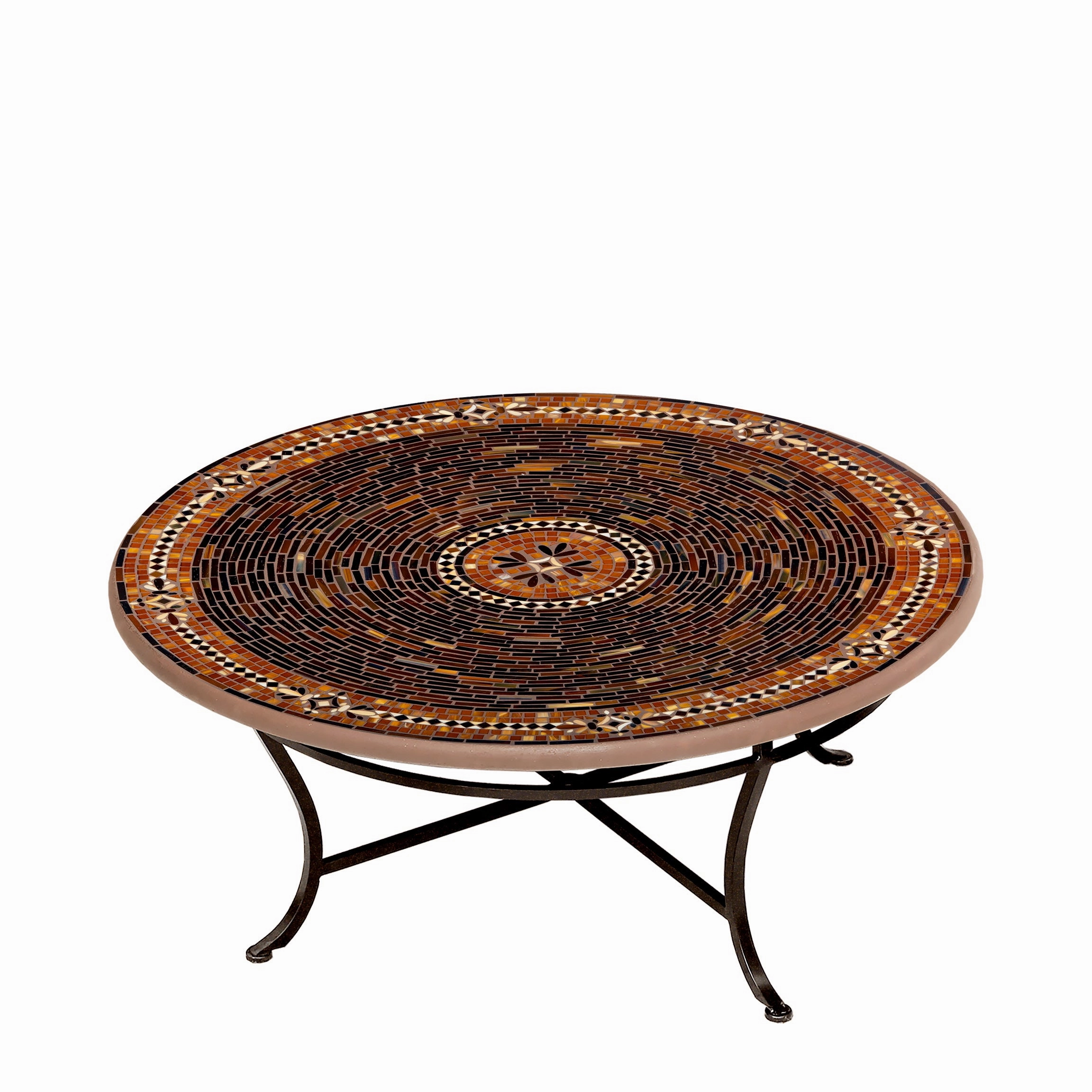 42" Round Mosaic Stone Top Coffee Table