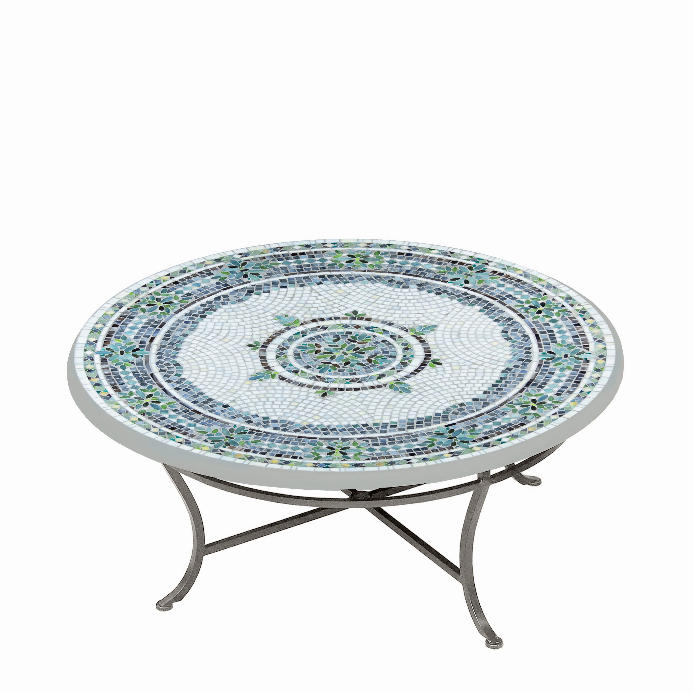 42" Round Mosaic Stone Top Coffee Table
