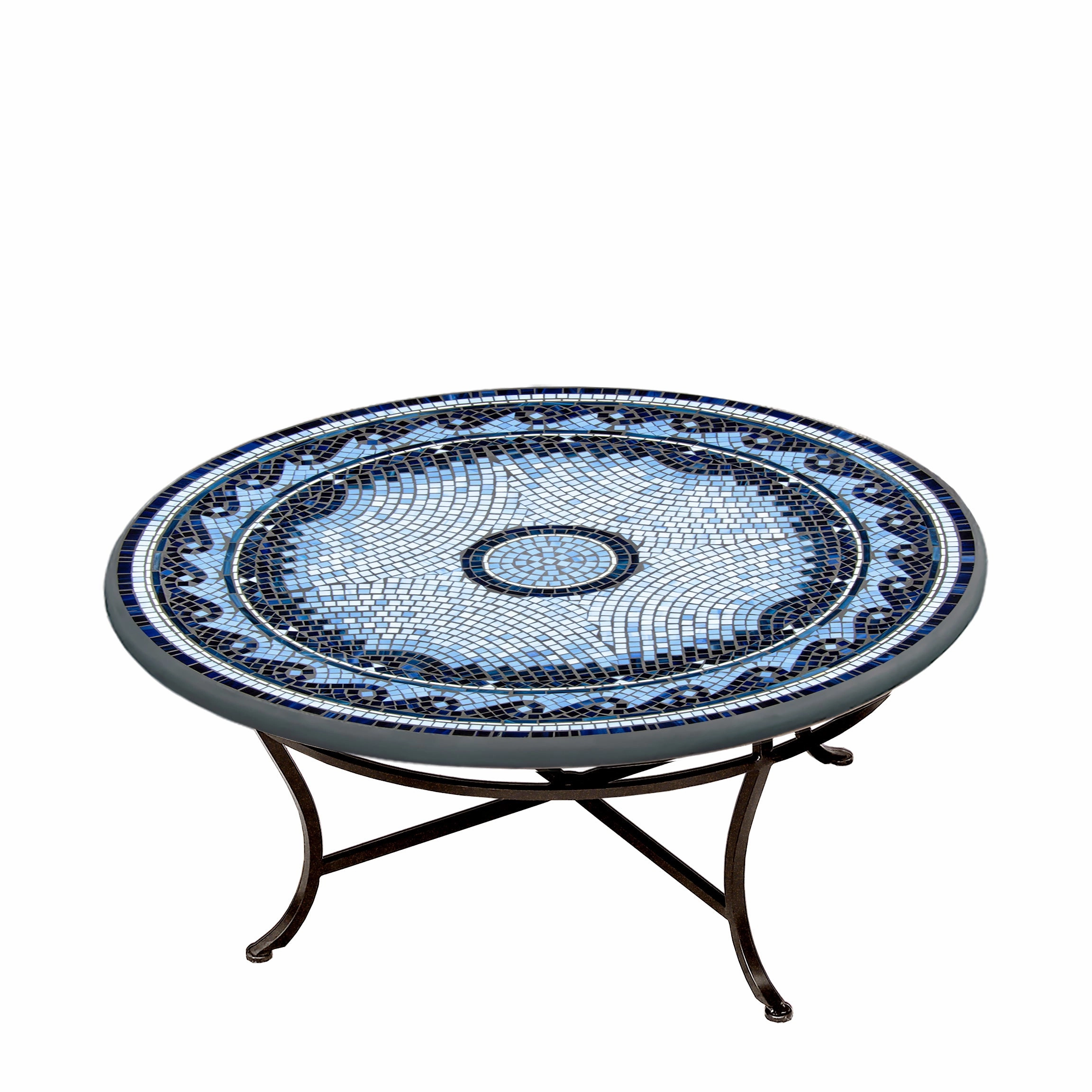 42" Round Mosaic Stone Top Coffee Table