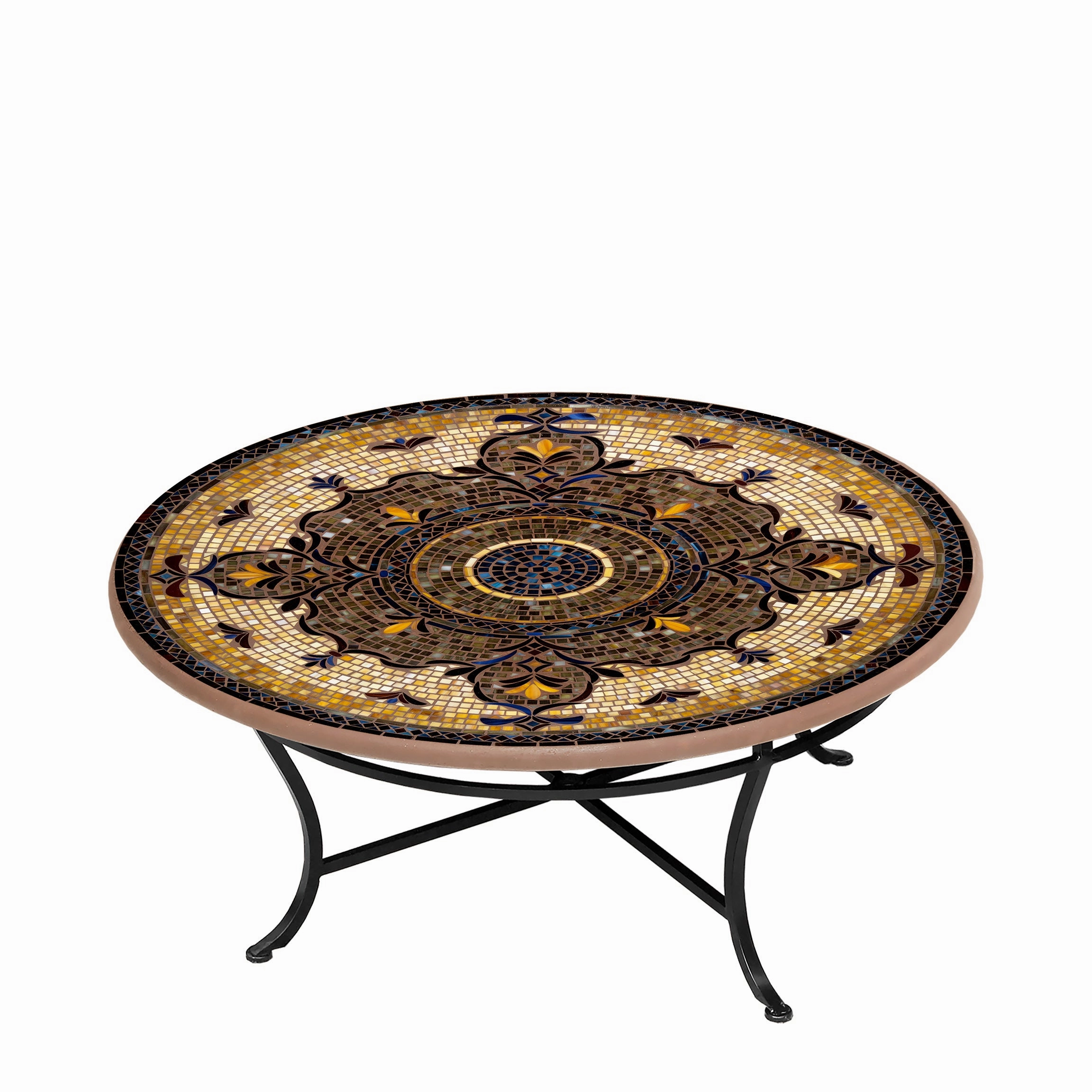 42" Round Mosaic Stone Top Coffee Table