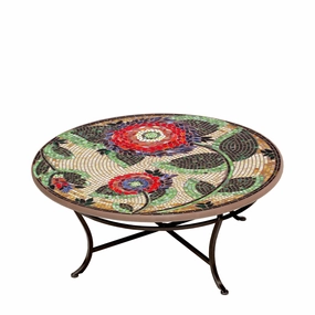 42" Round Mosaic Stone Top Coffee Tableoutdoor coffee table for patio or lounge