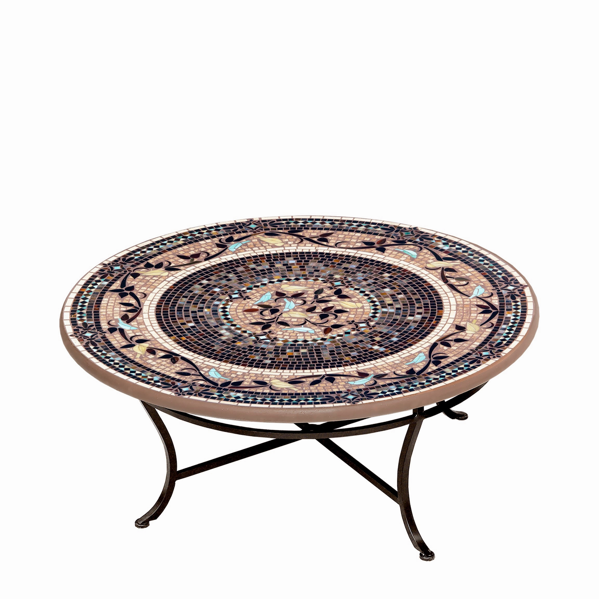 42" Round Mosaic Stone Top Coffee Table