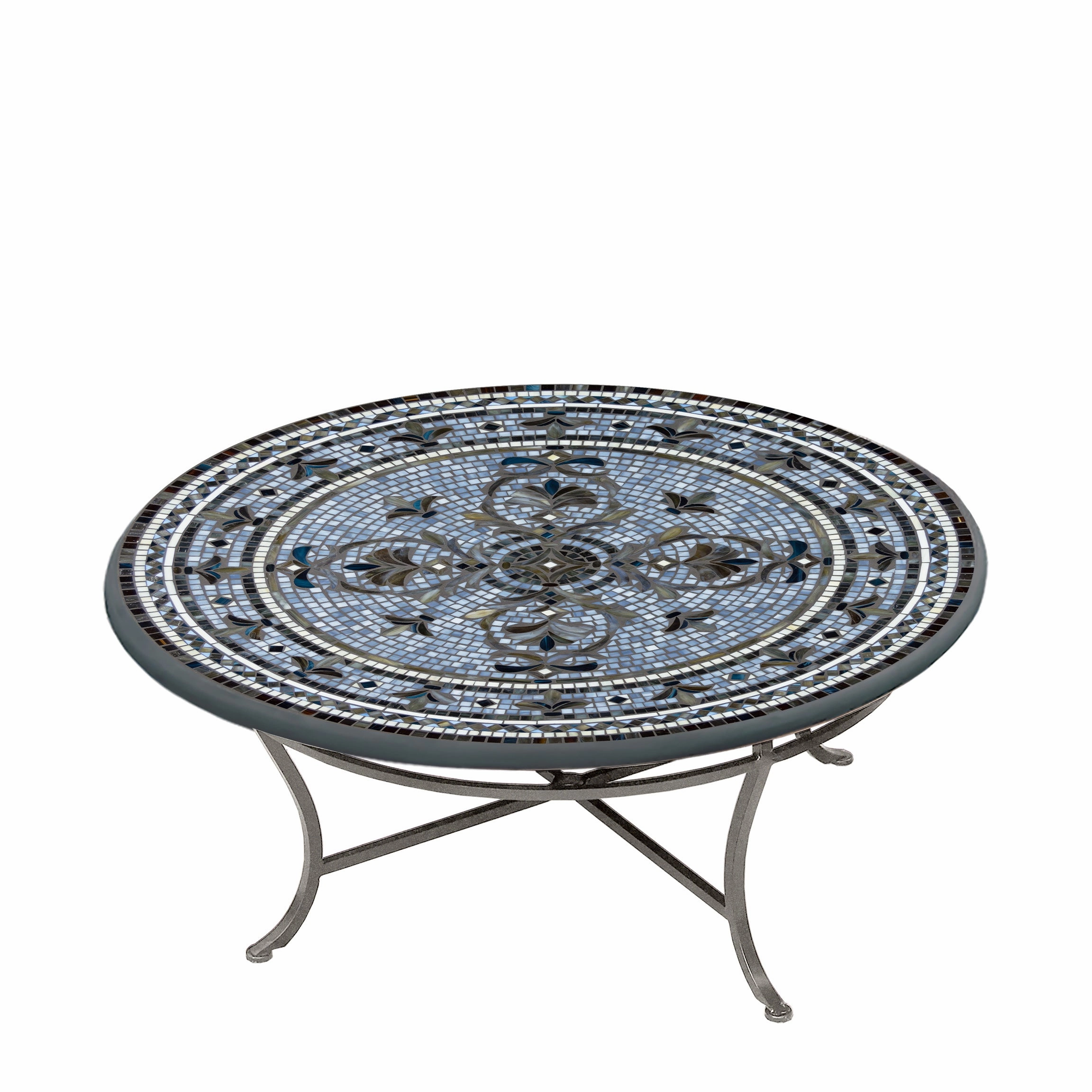 42" Round Mosaic Stone Top Coffee Table