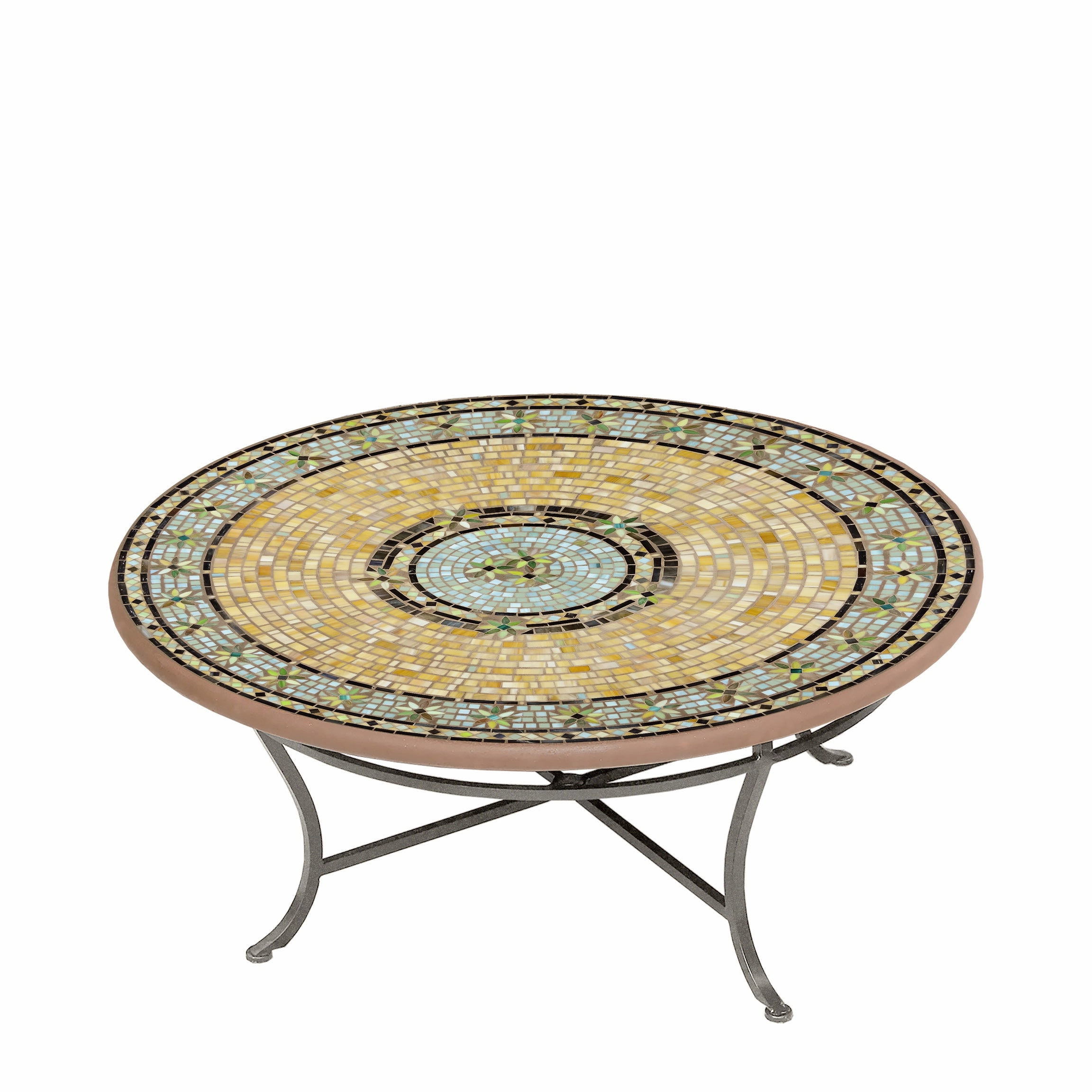 42" Round Mosaic Stone Top Coffee Table