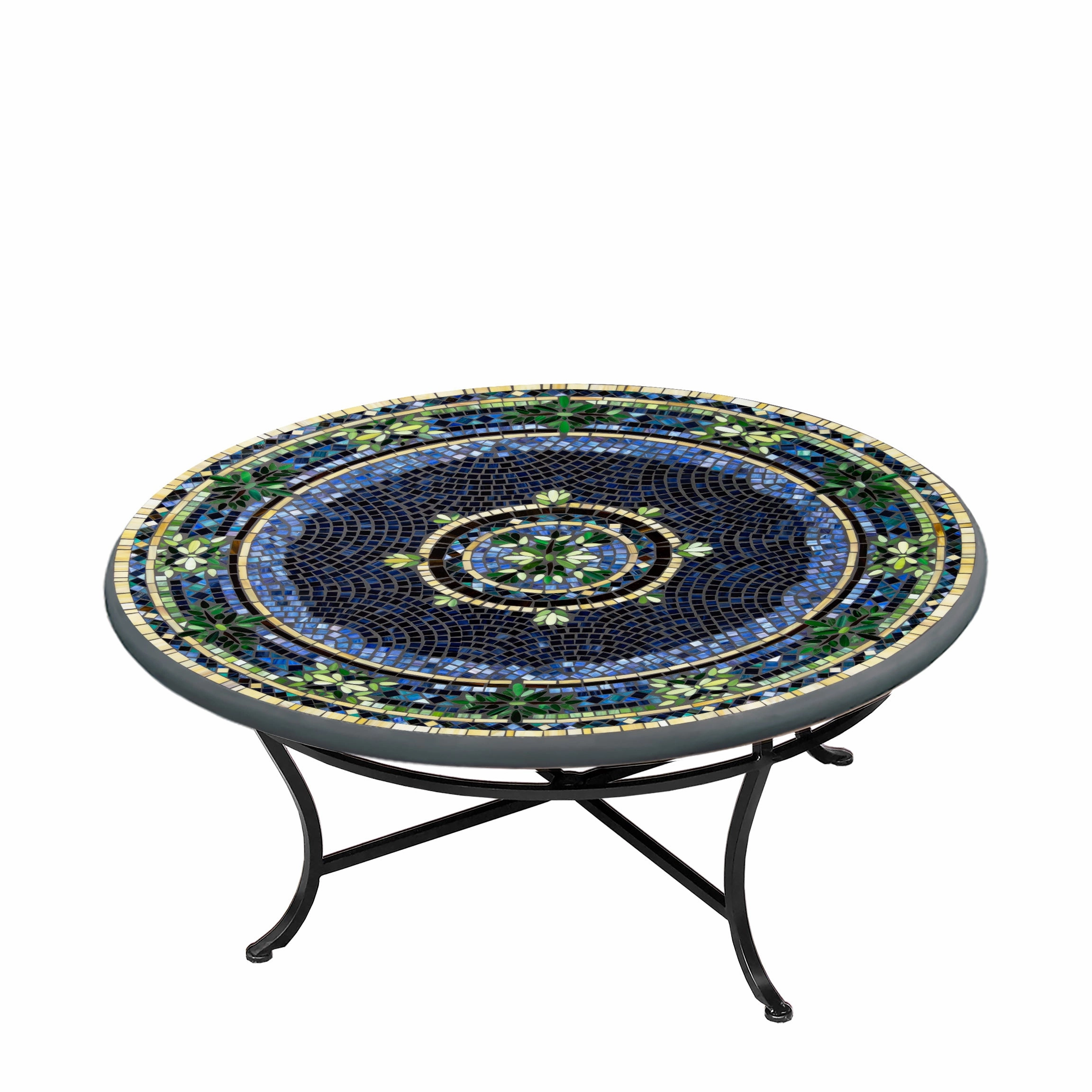 42" Round Mosaic Stone Top Coffee Table