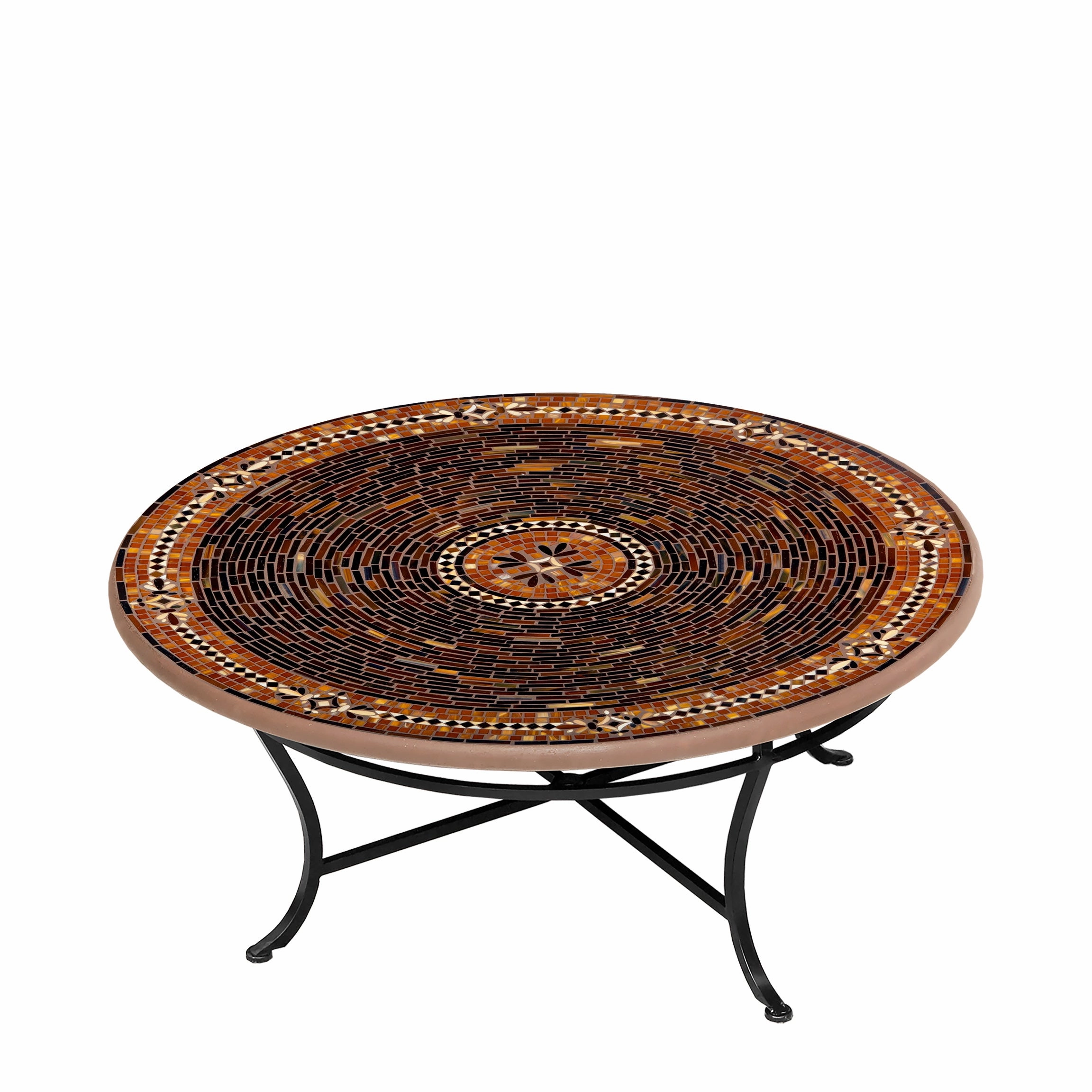 42" Round Mosaic Stone Top Coffee Table