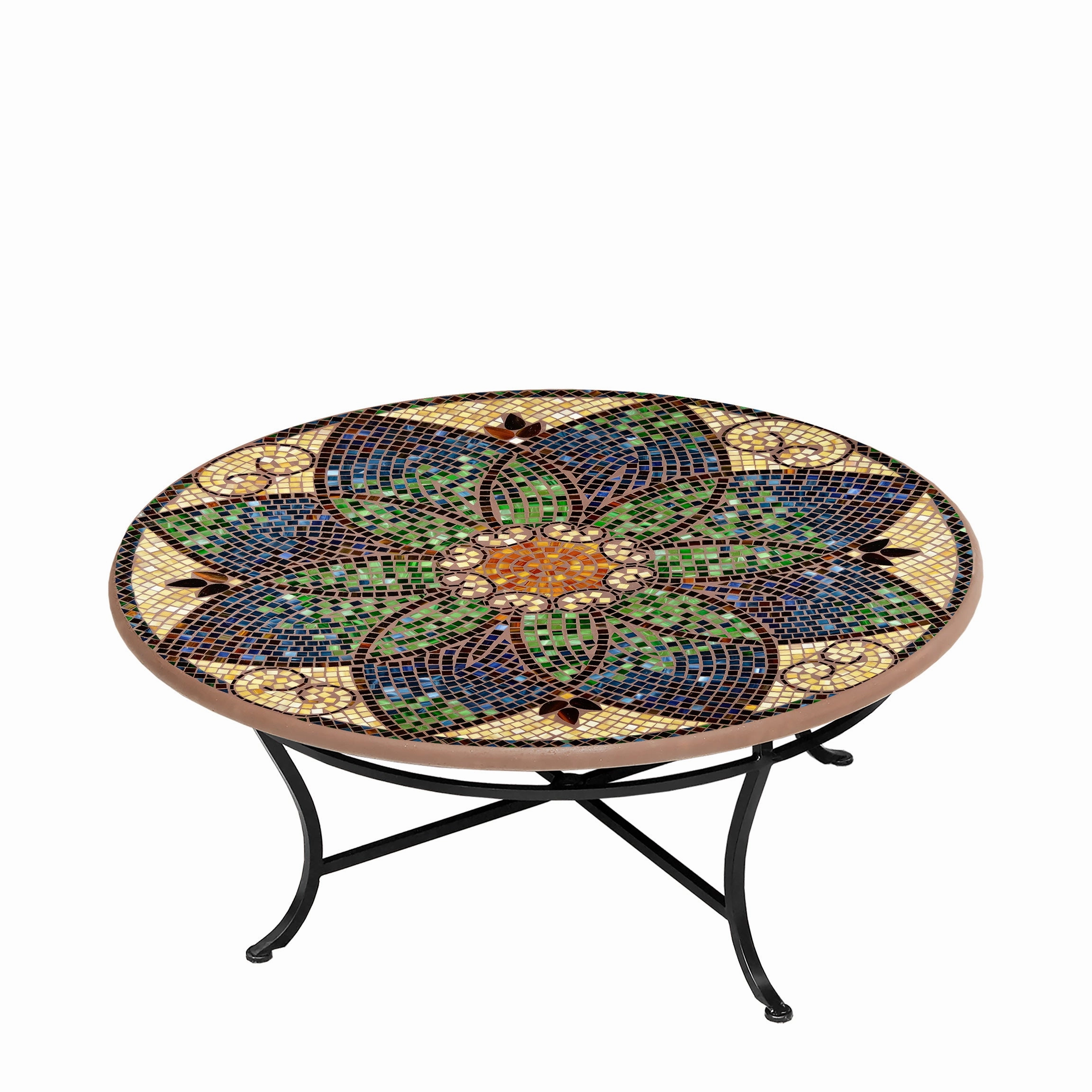 42" Round Mosaic Stone Top Coffee Table