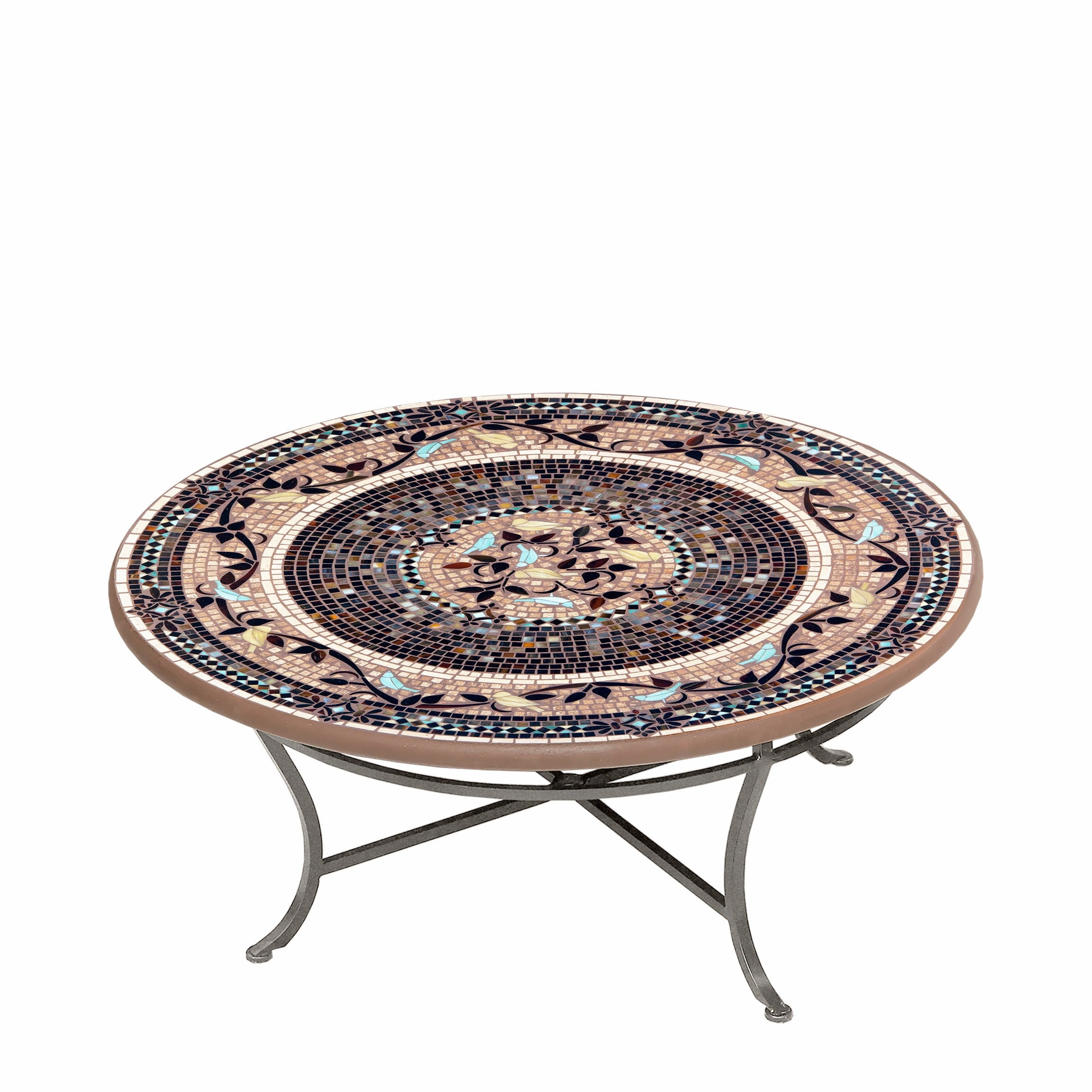 42" Round Mosaic Stone Top Coffee Table