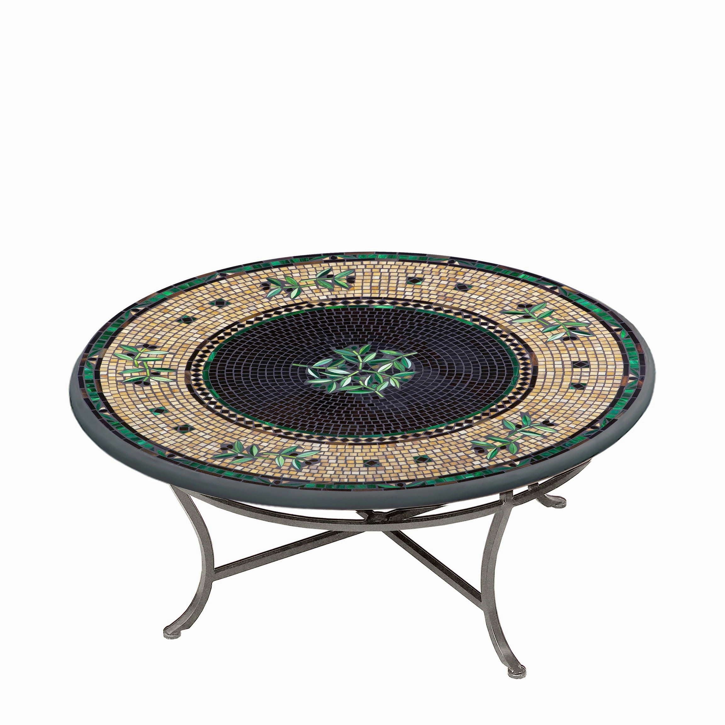 42" Round Mosaic Stone Top Coffee Table