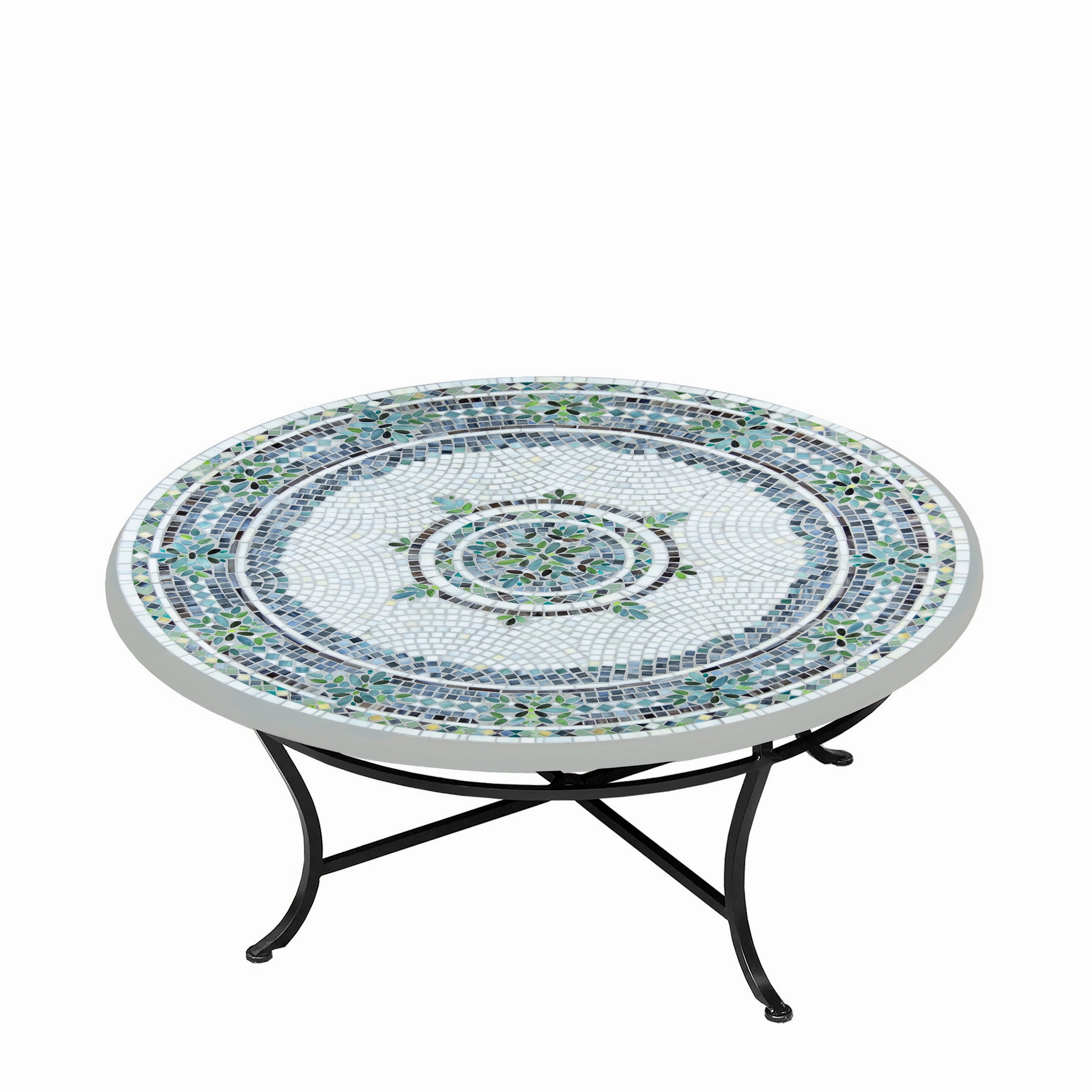 42" Round Mosaic Stone Top Coffee Table
