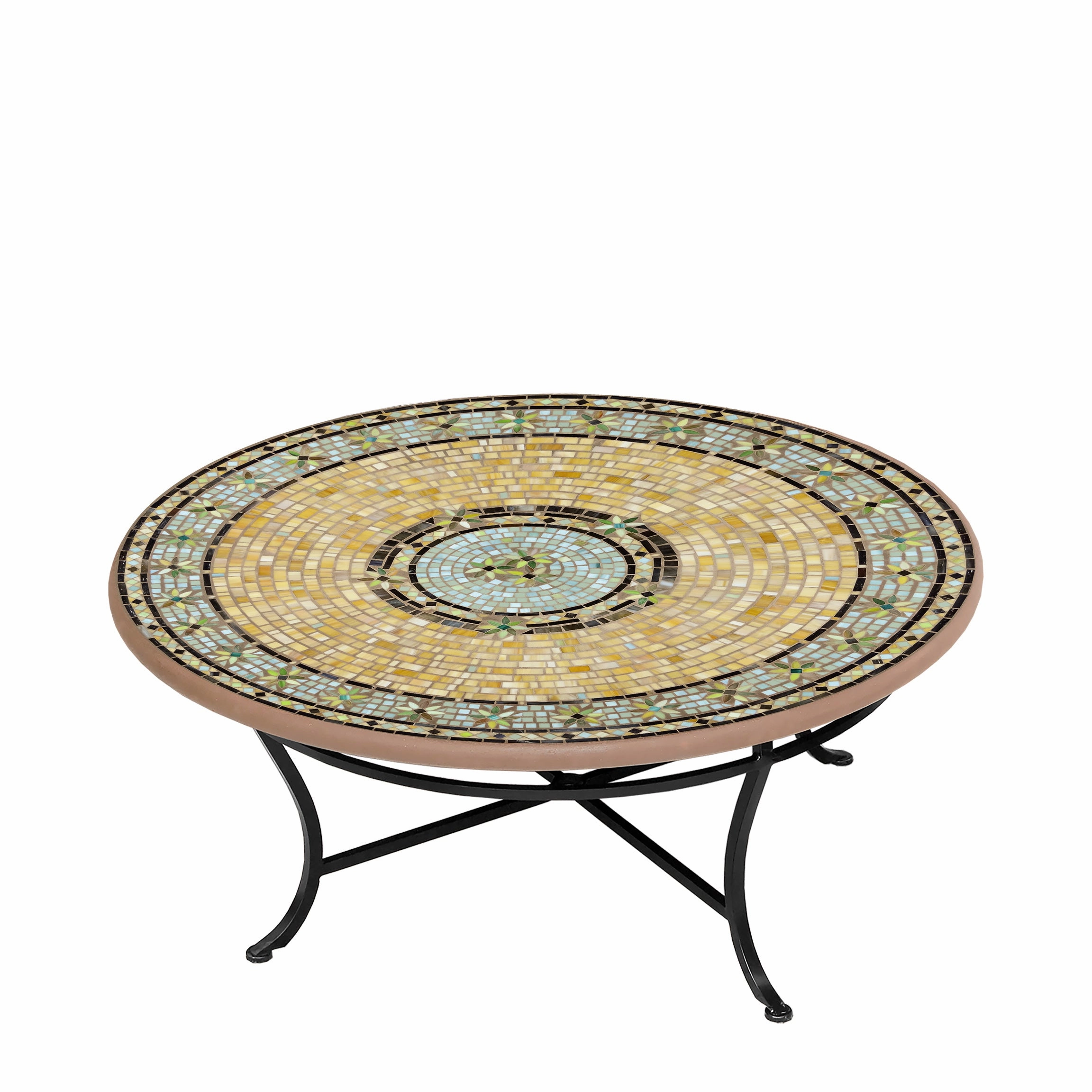 42" Round Mosaic Stone Top Coffee Table