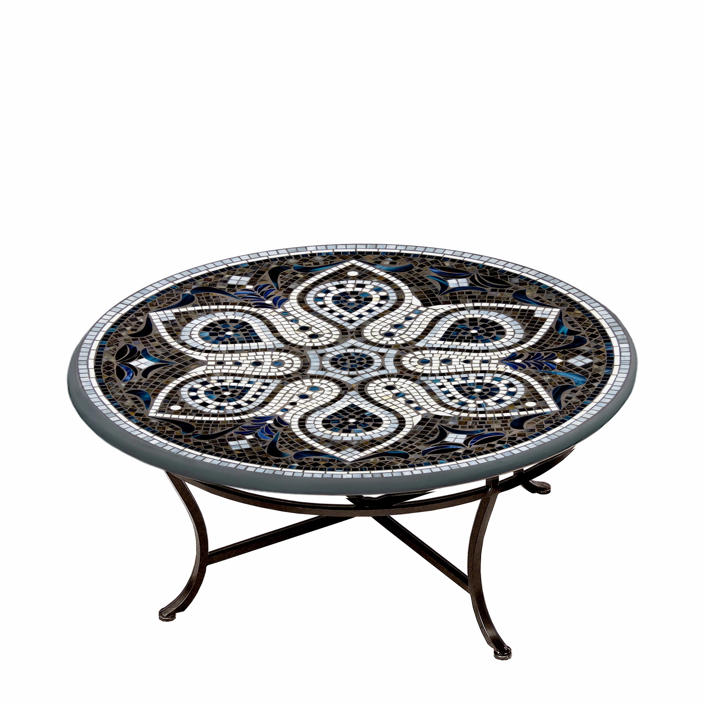 42" Round Mosaic Stone Top Coffee Table