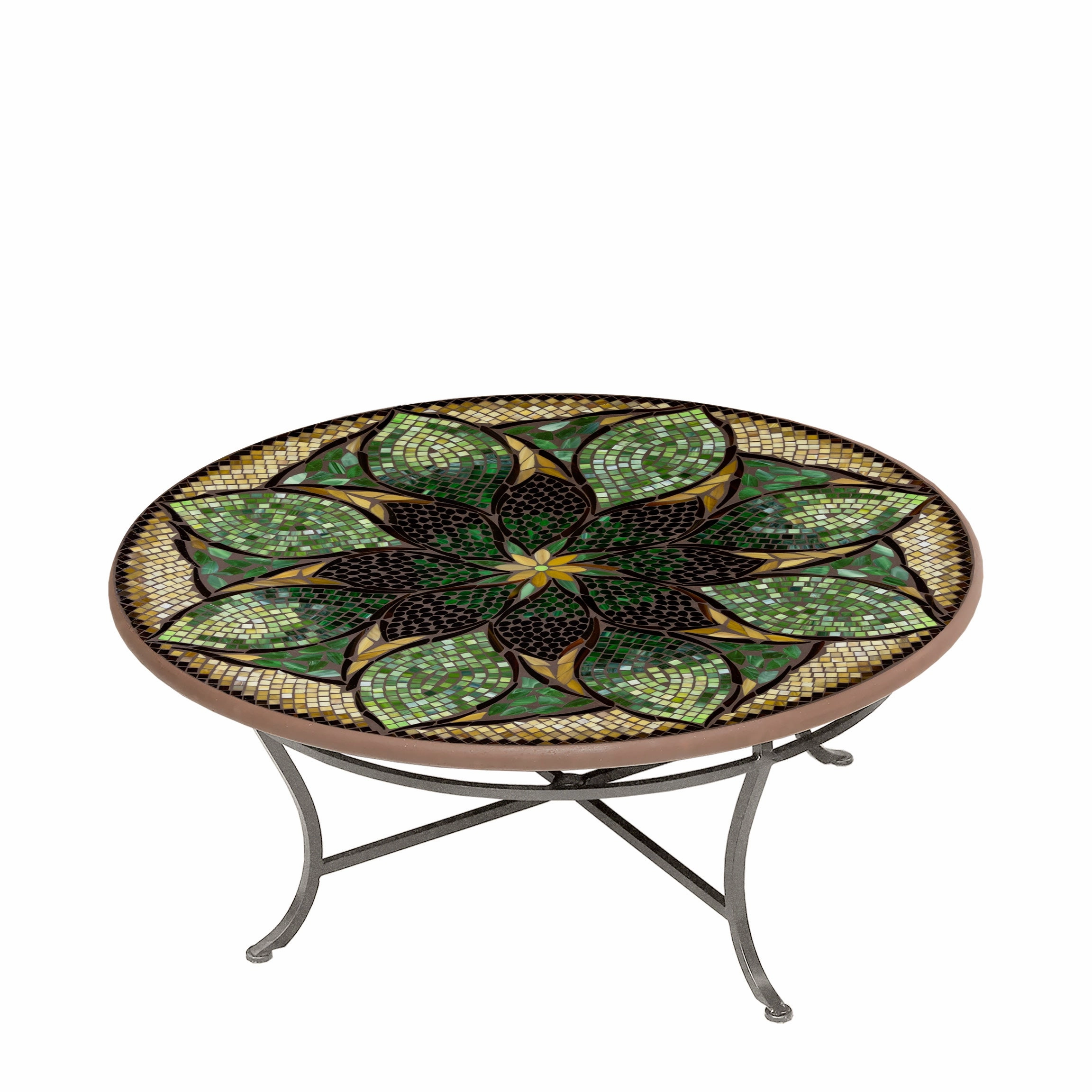 42" Round Mosaic Stone Top Coffee Table