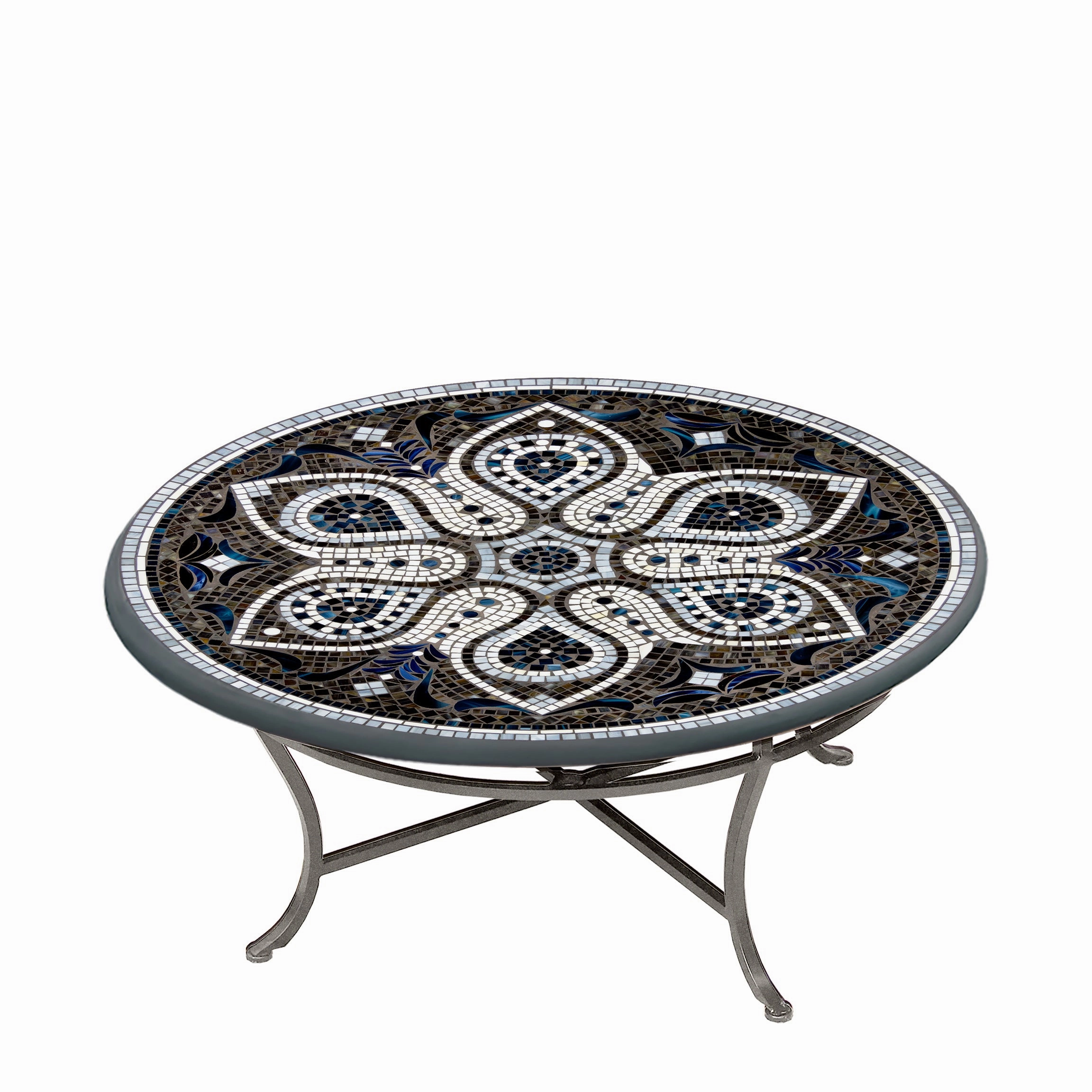 42" Round Mosaic Stone Top Coffee Table