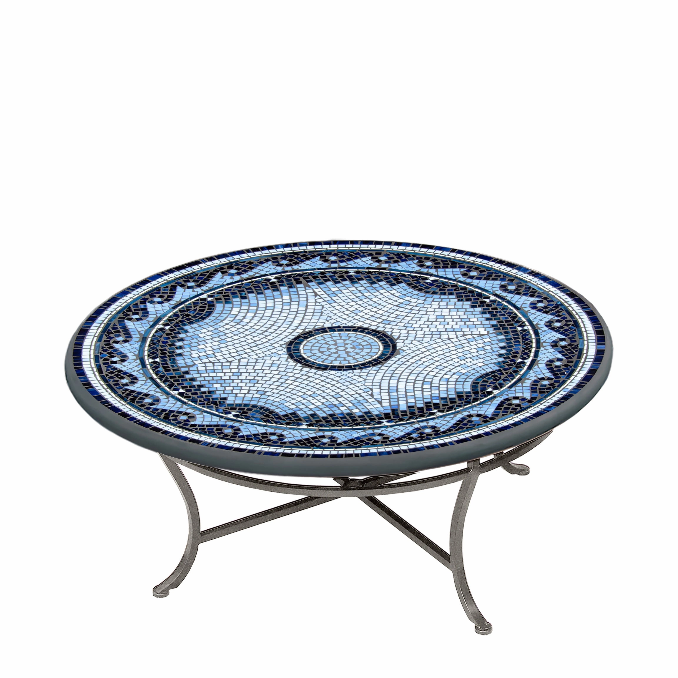 42" Round Mosaic Stone Top Coffee Table