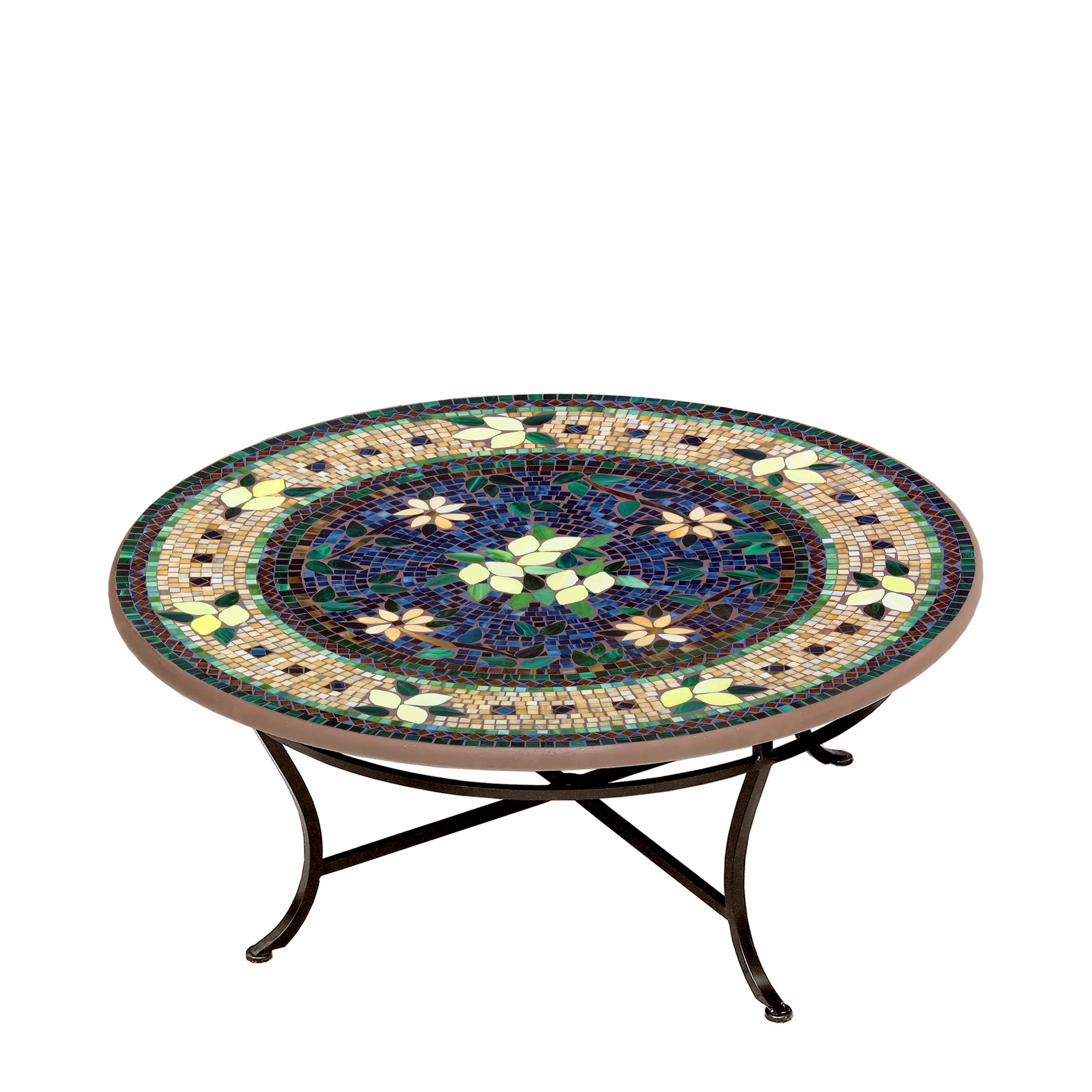 42" Round Mosaic Stone Top Coffee Table