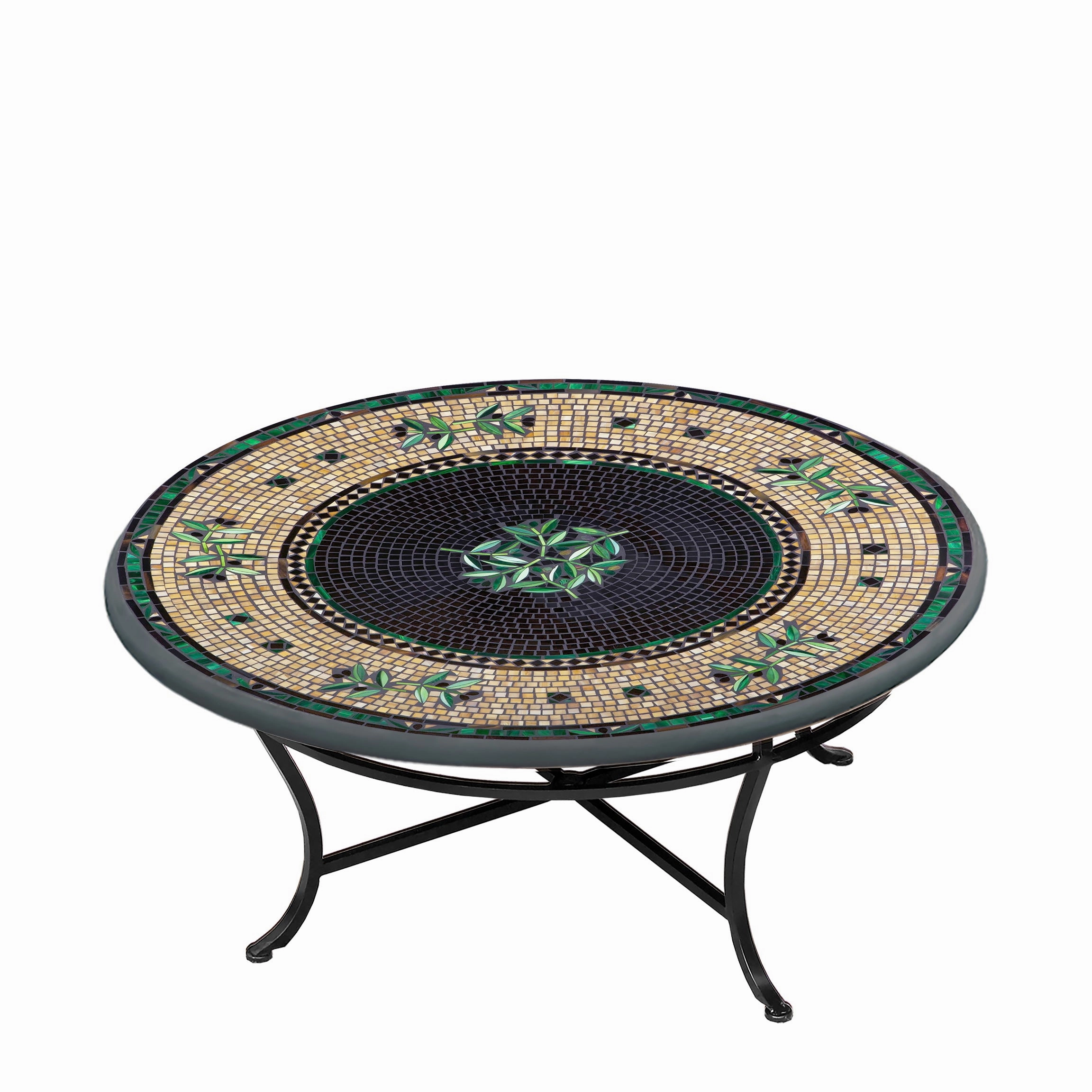 42" Round Mosaic Stone Top Coffee Table