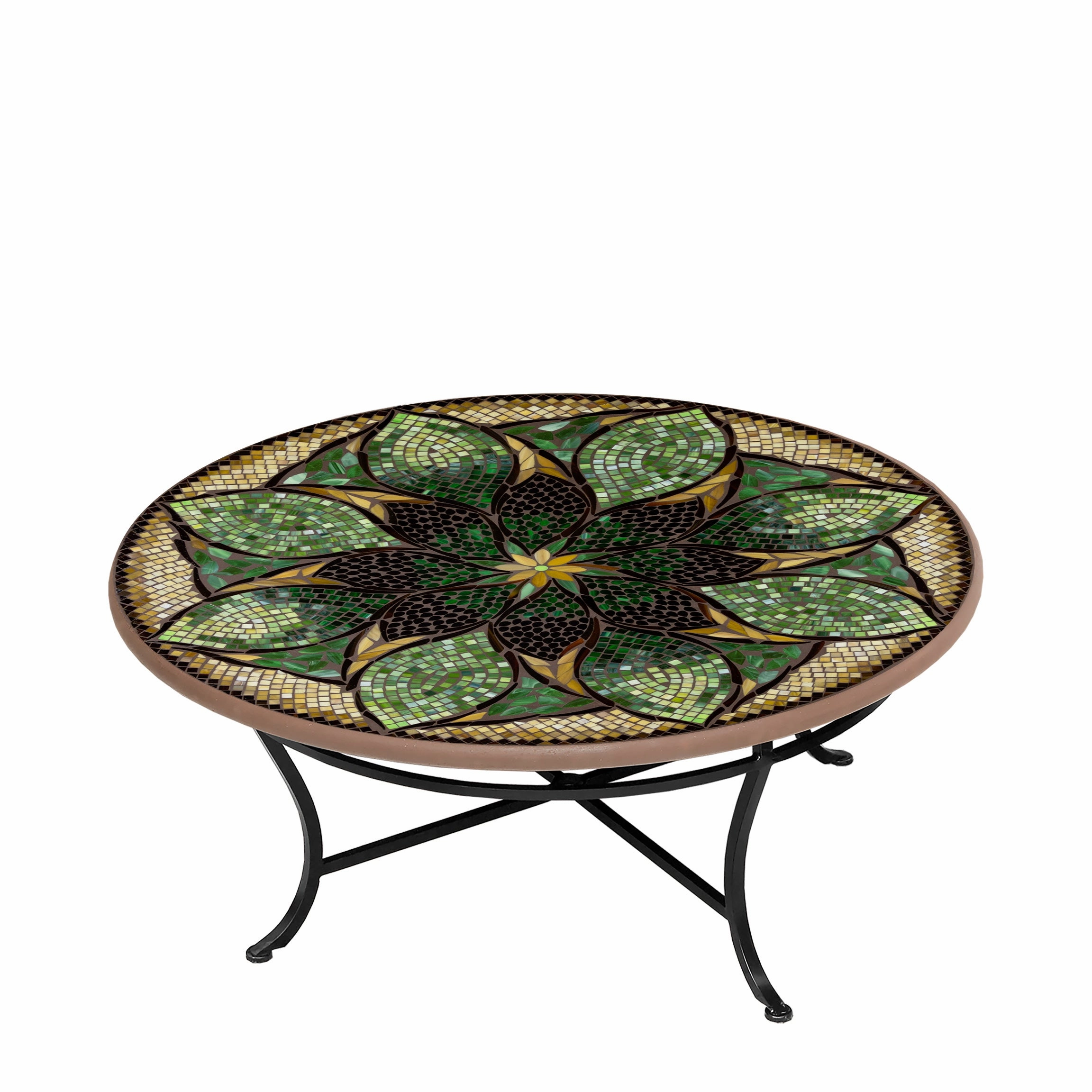 42" Round Mosaic Stone Top Coffee Table