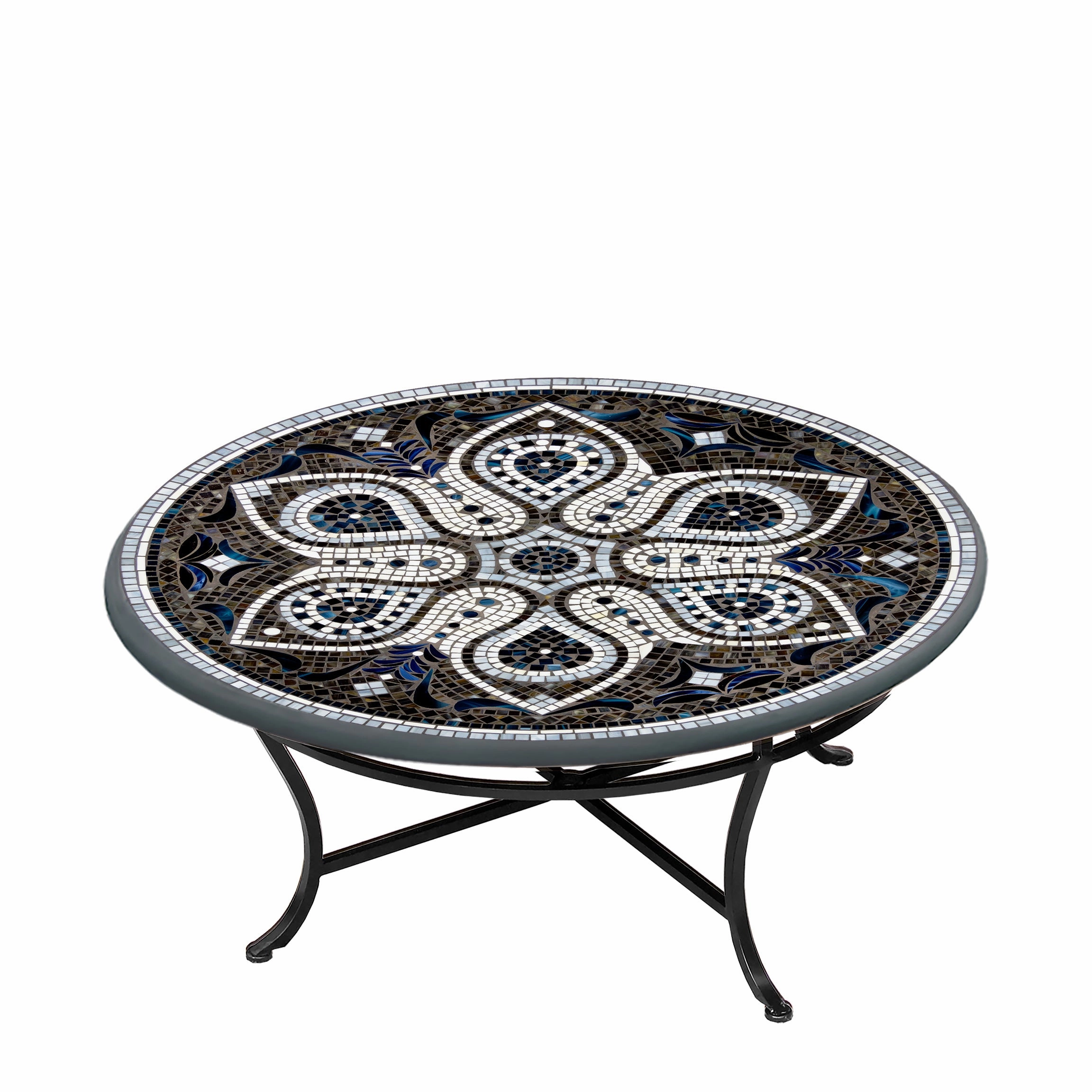 42" Round Mosaic Stone Top Coffee Table