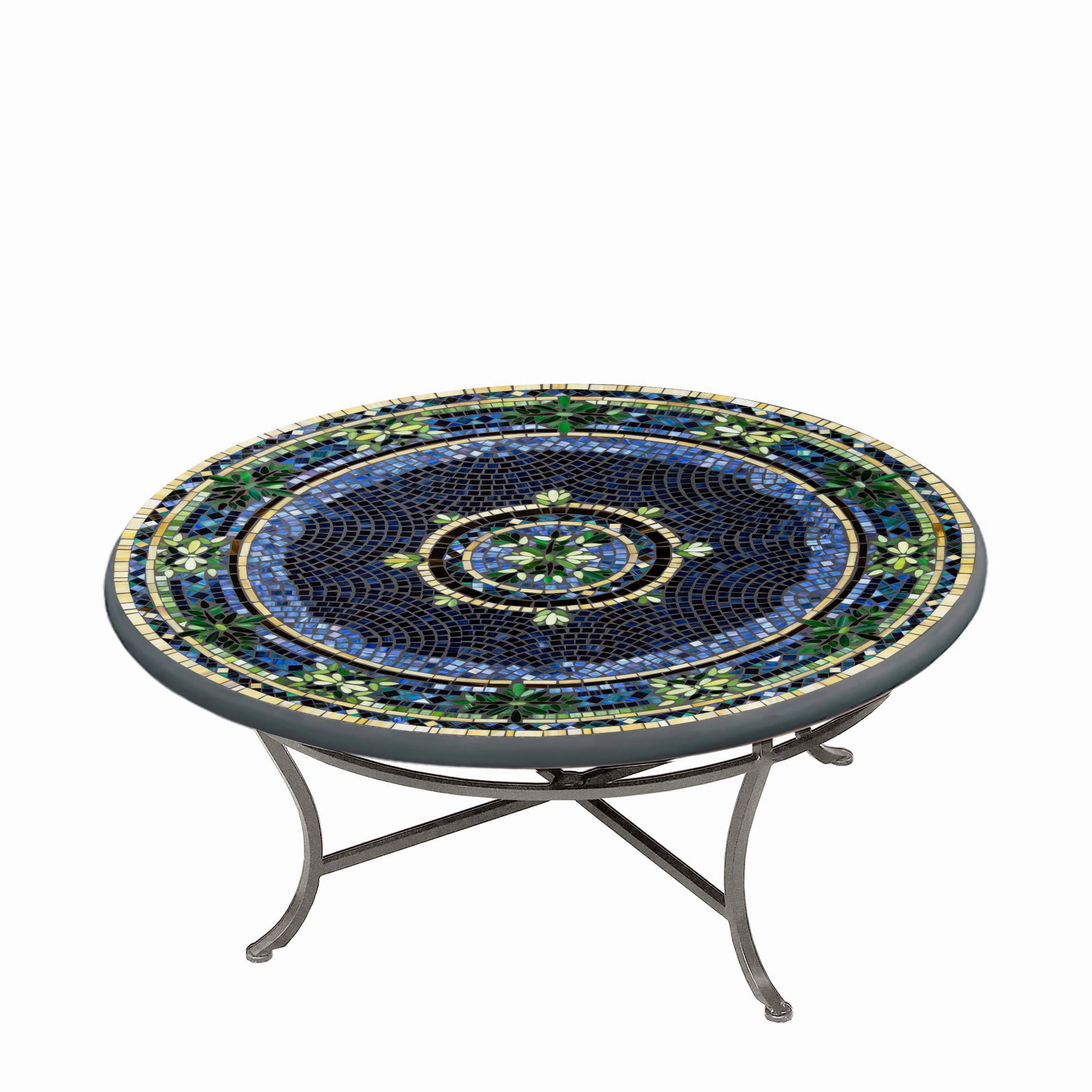 42" Round Mosaic Stone Top Coffee Table