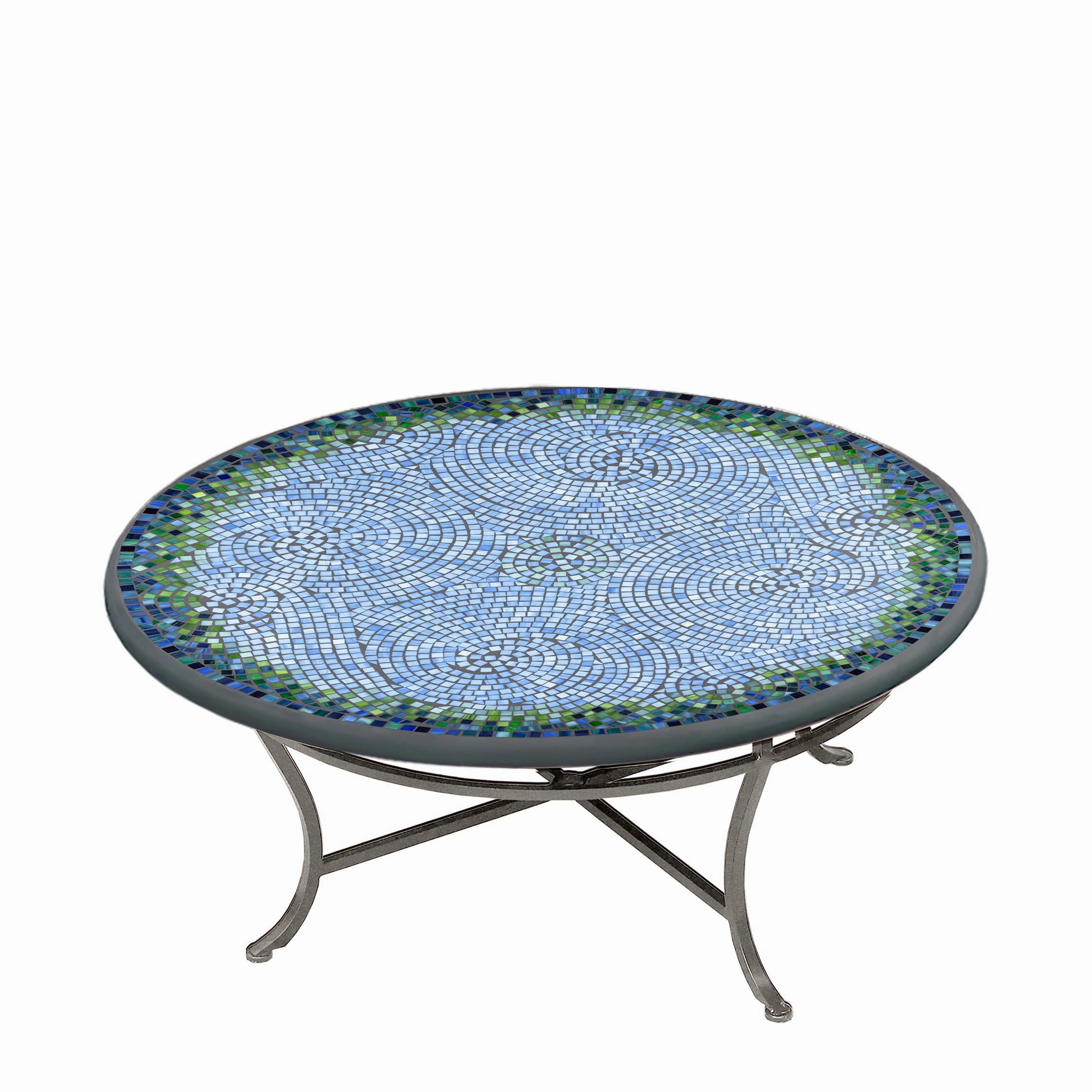 42" Round Mosaic Stone Top Coffee Table