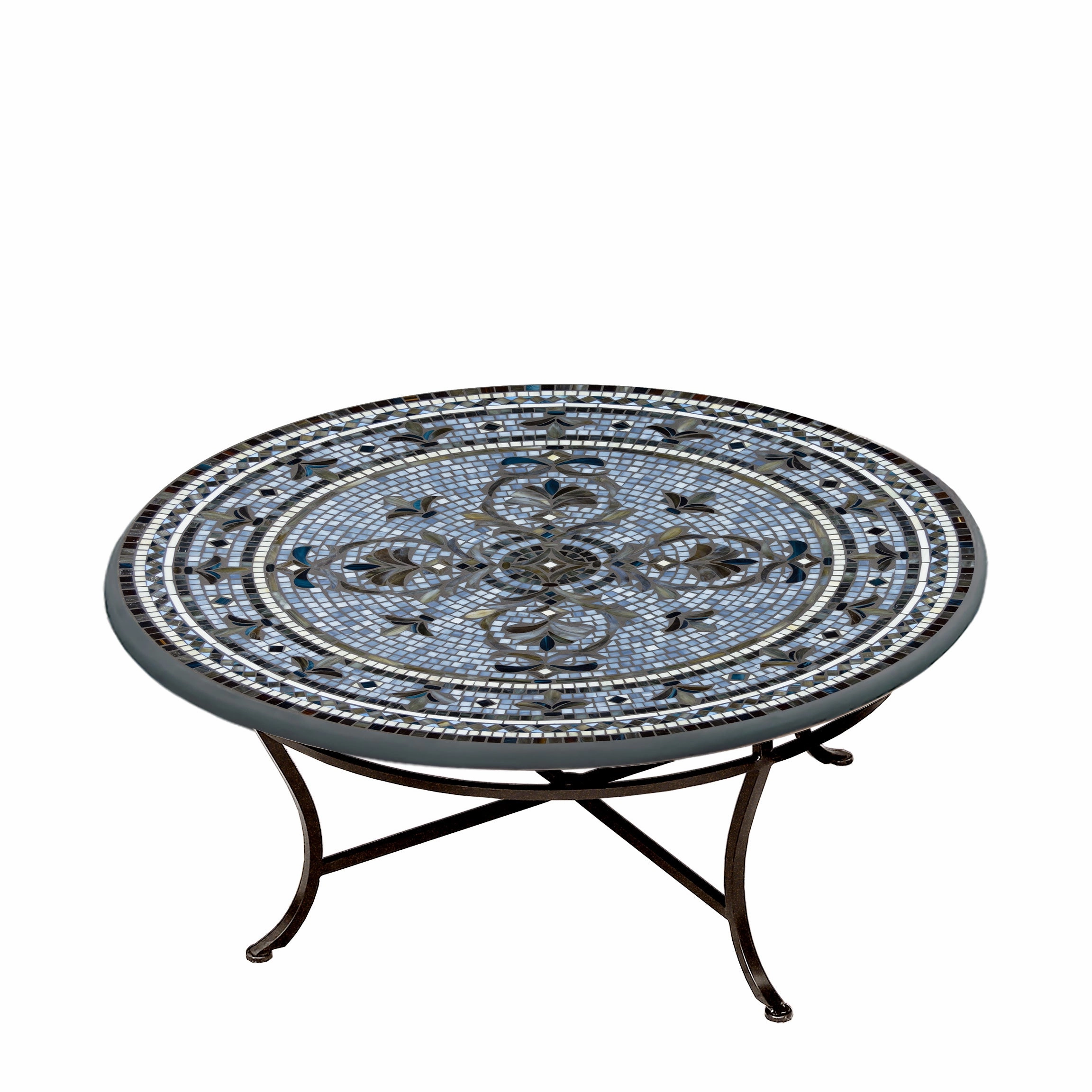 42" Round Mosaic Stone Top Coffee Table