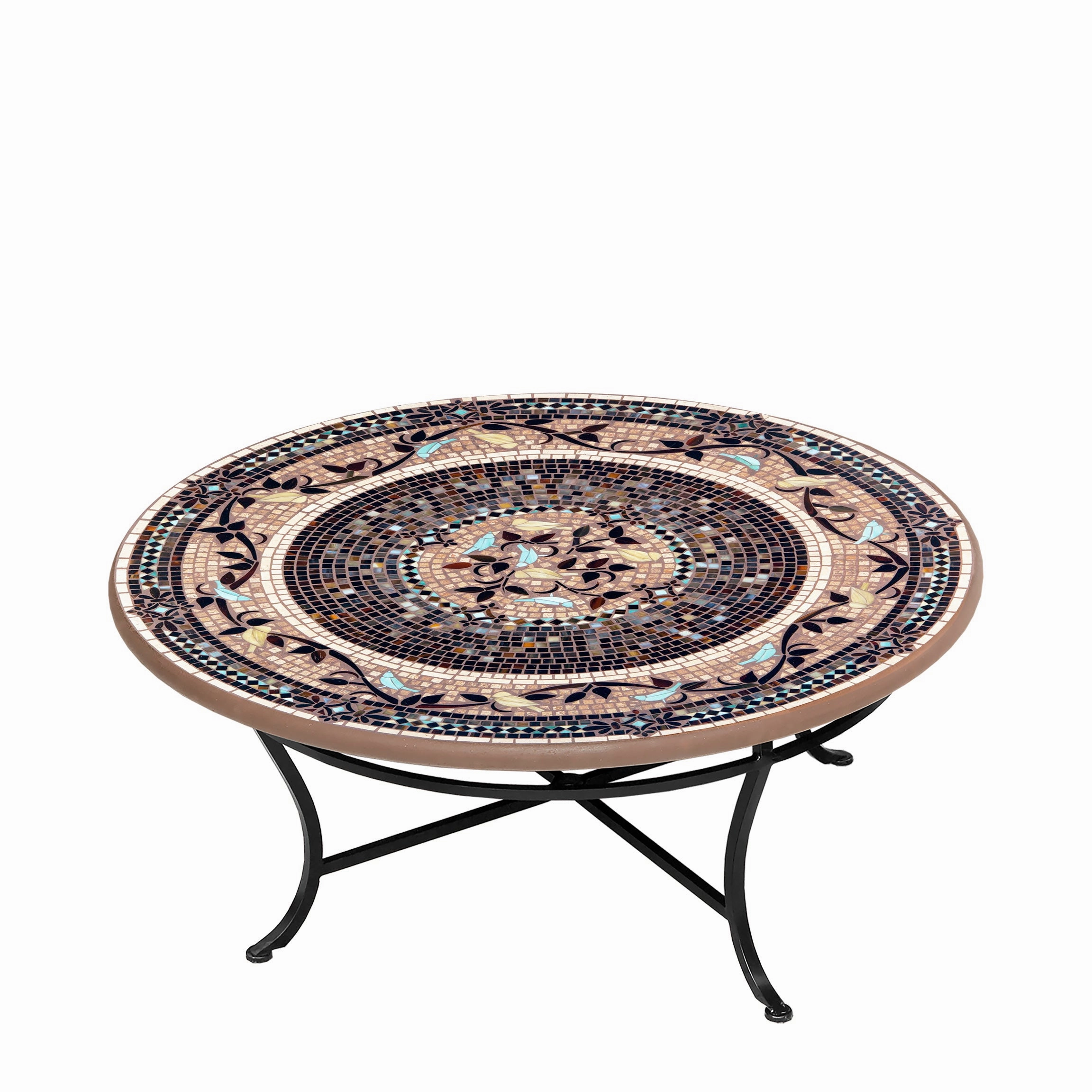 42" Round Mosaic Stone Top Coffee Table