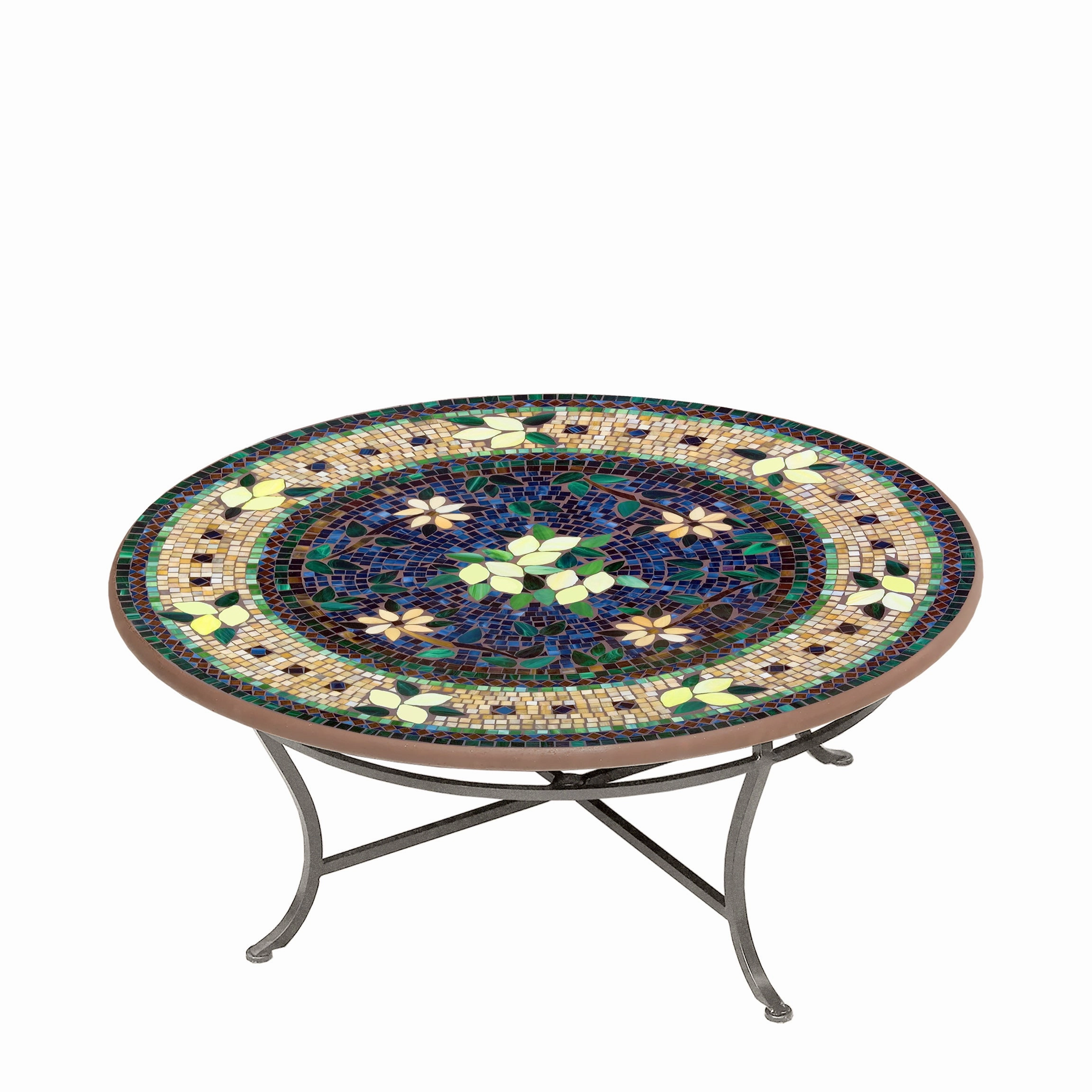42" Round Mosaic Stone Top Coffee Table