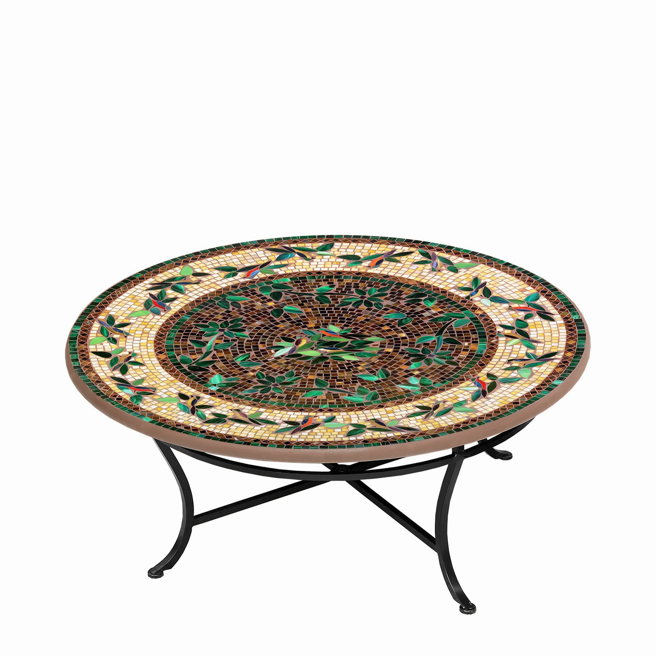 42" Round Mosaic Stone Top Coffee Table