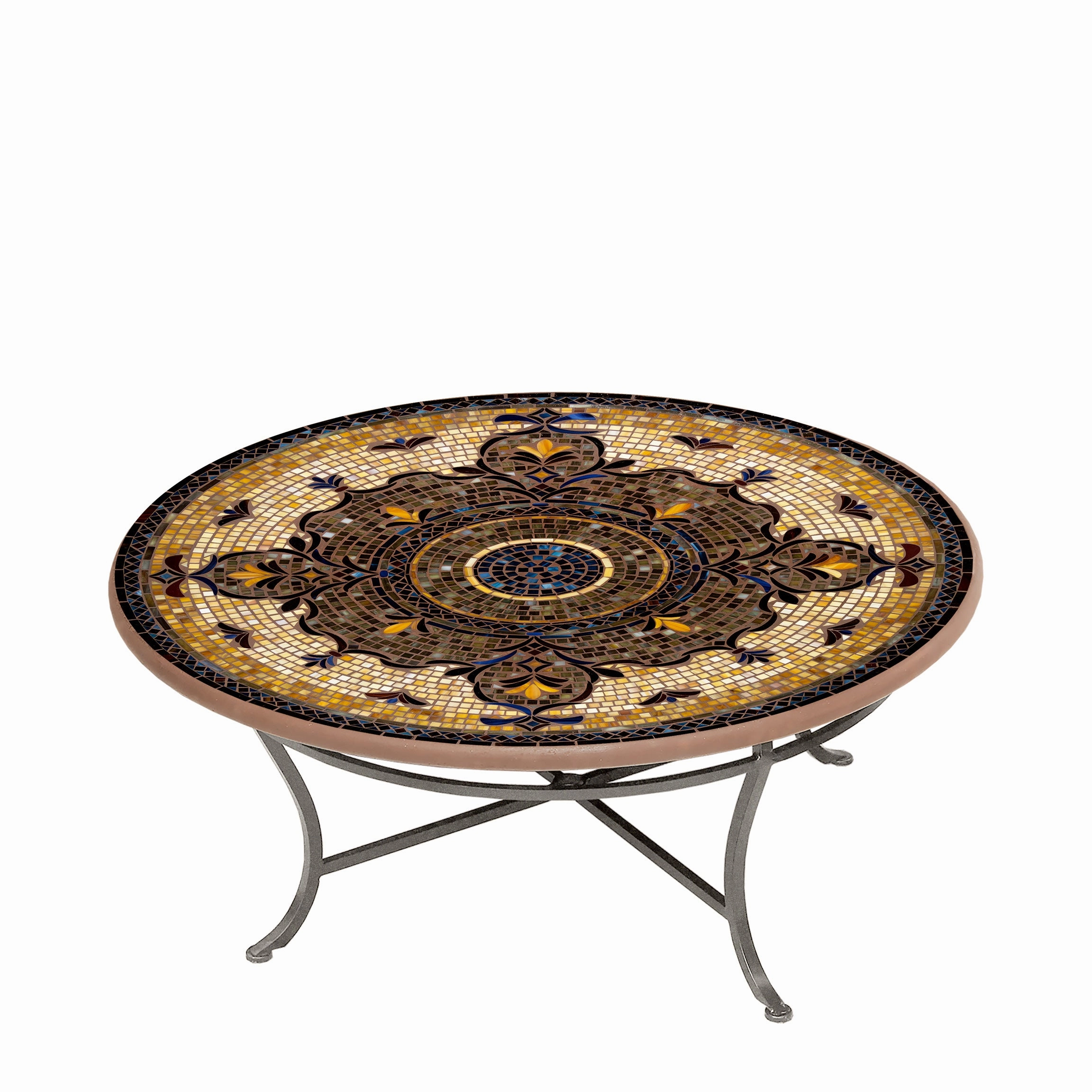 42" Round Mosaic Stone Top Coffee Table