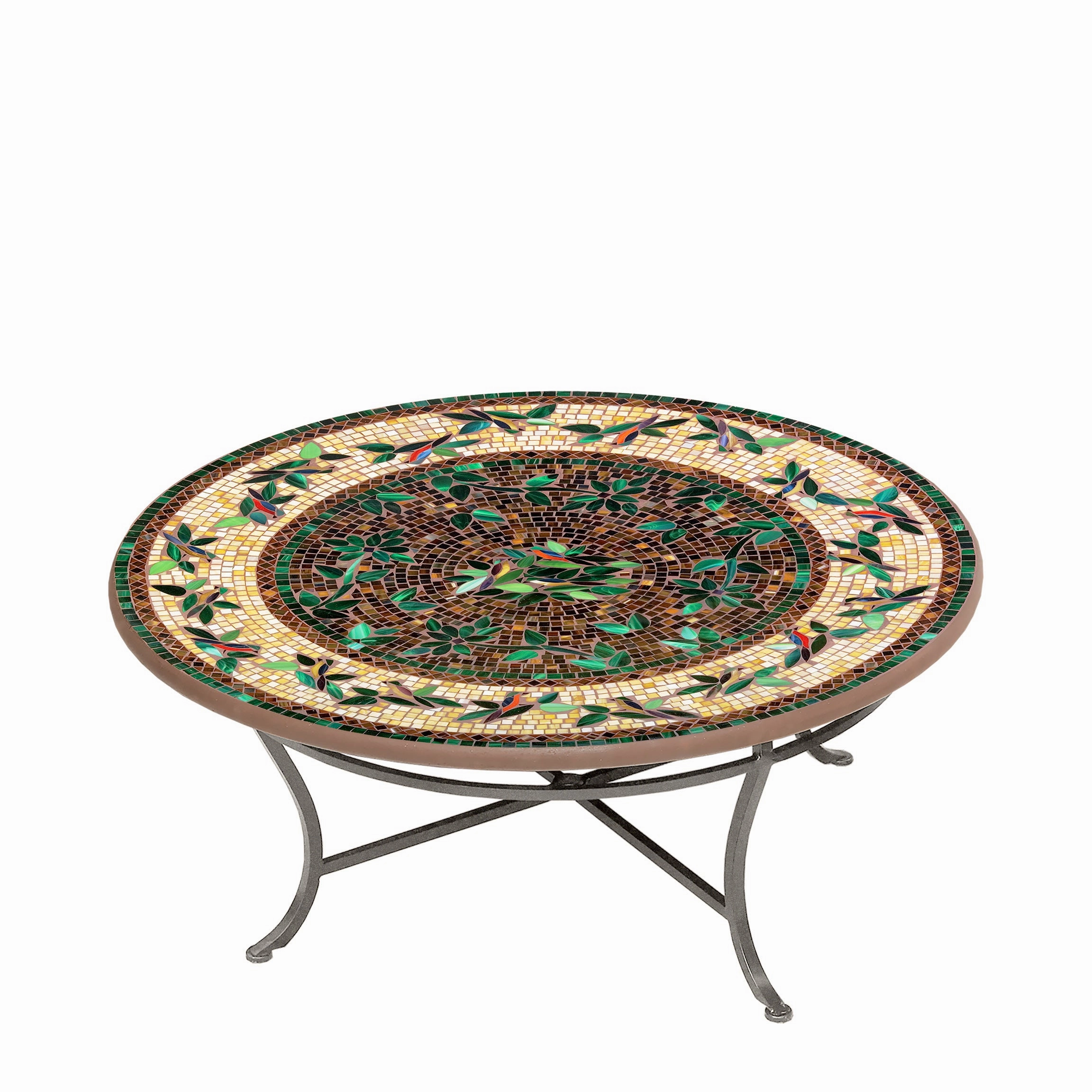 42" Round Mosaic Stone Top Coffee Table