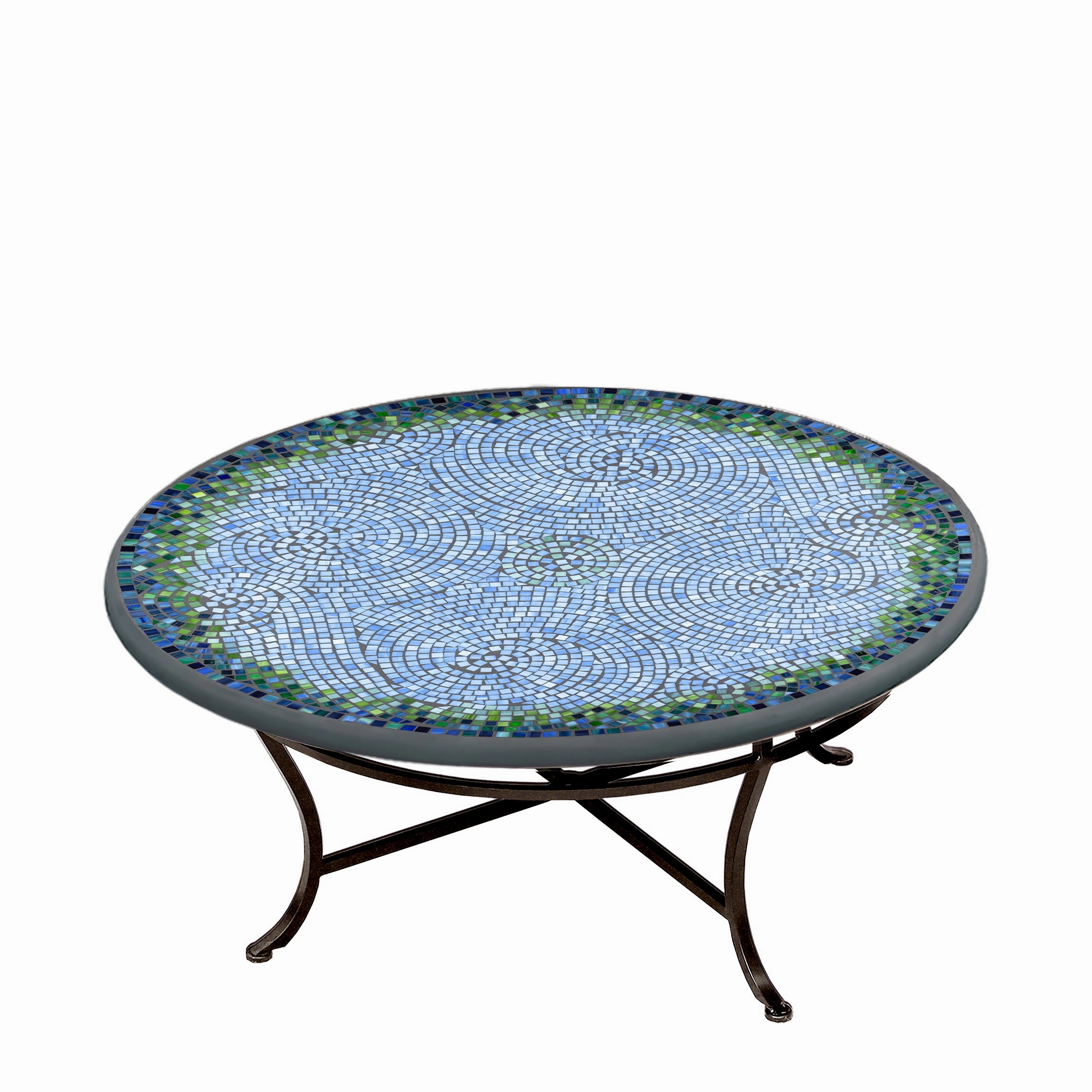 42" Round Mosaic Stone Top Coffee Table